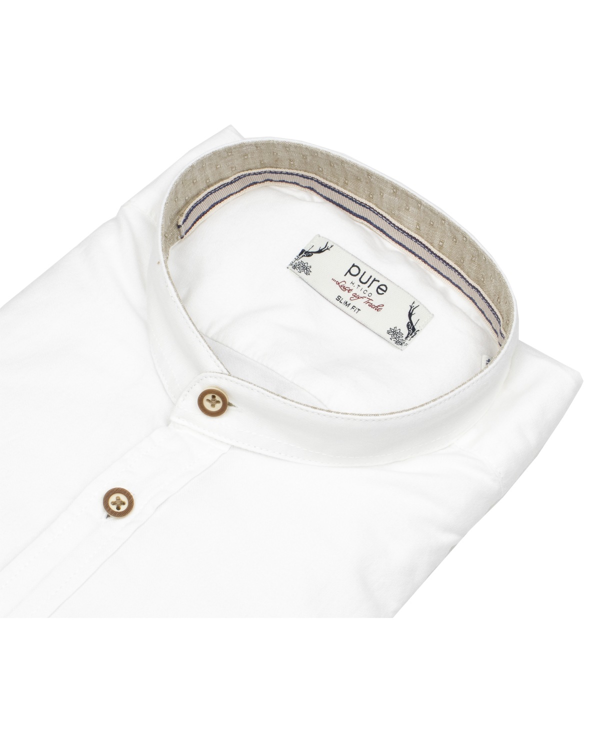 Pure Trachtenhemd - Slim Fit - Stehkragen - weiß