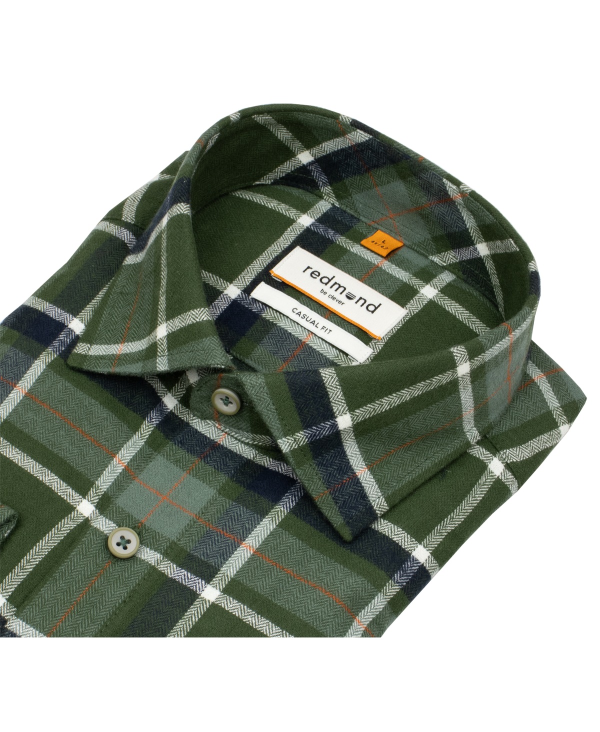 Redmond Flanellhemd - Casual Fit - Button Down Kragen - kariert - grün
