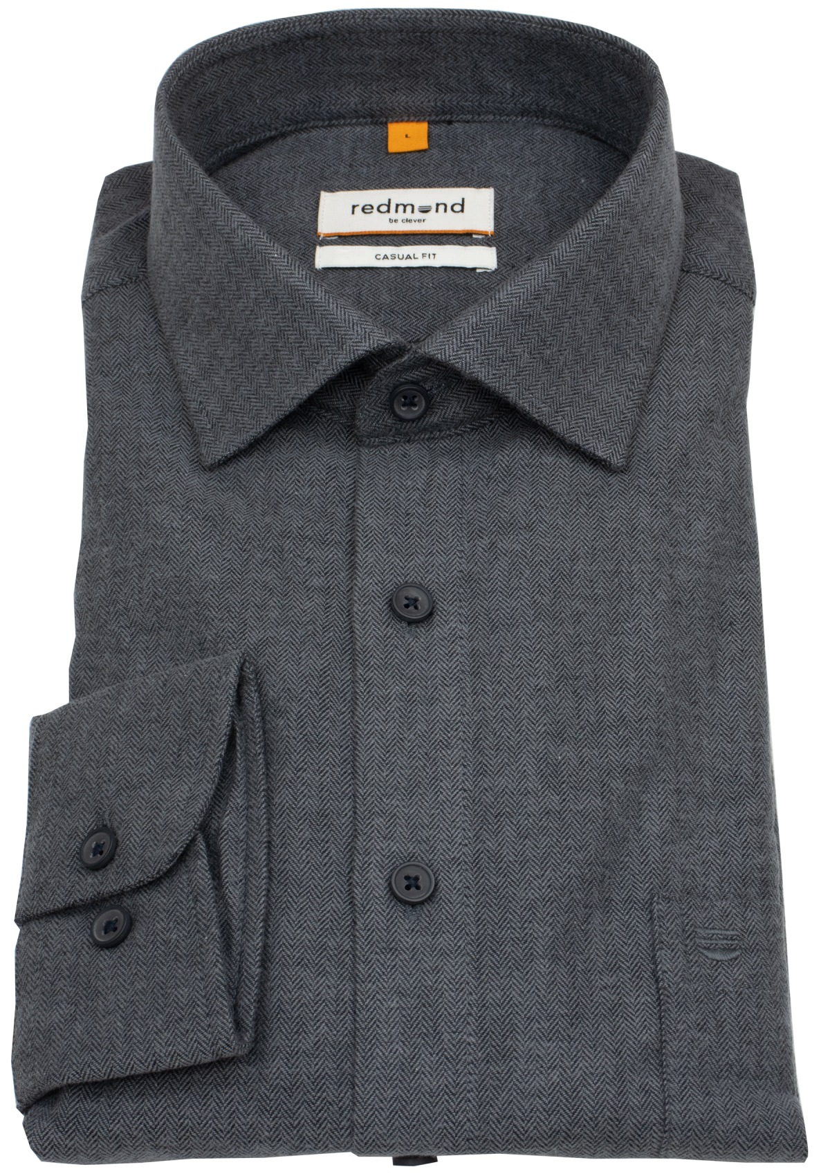 Redmond Flanellhemd - Casual Fit - dunkelgrau