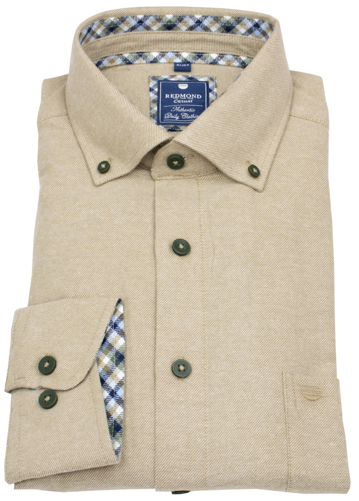 Redmond Flanellhemd - Comfort Fit - Button Down - beige