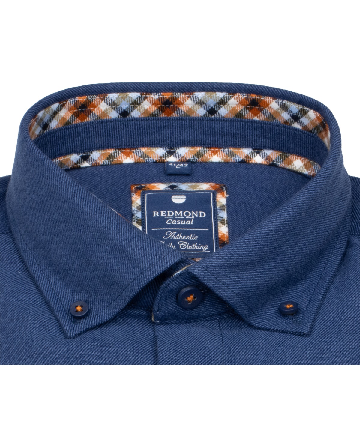 Redmond Flanellhemd - Comfort Fit - Button Down - blau