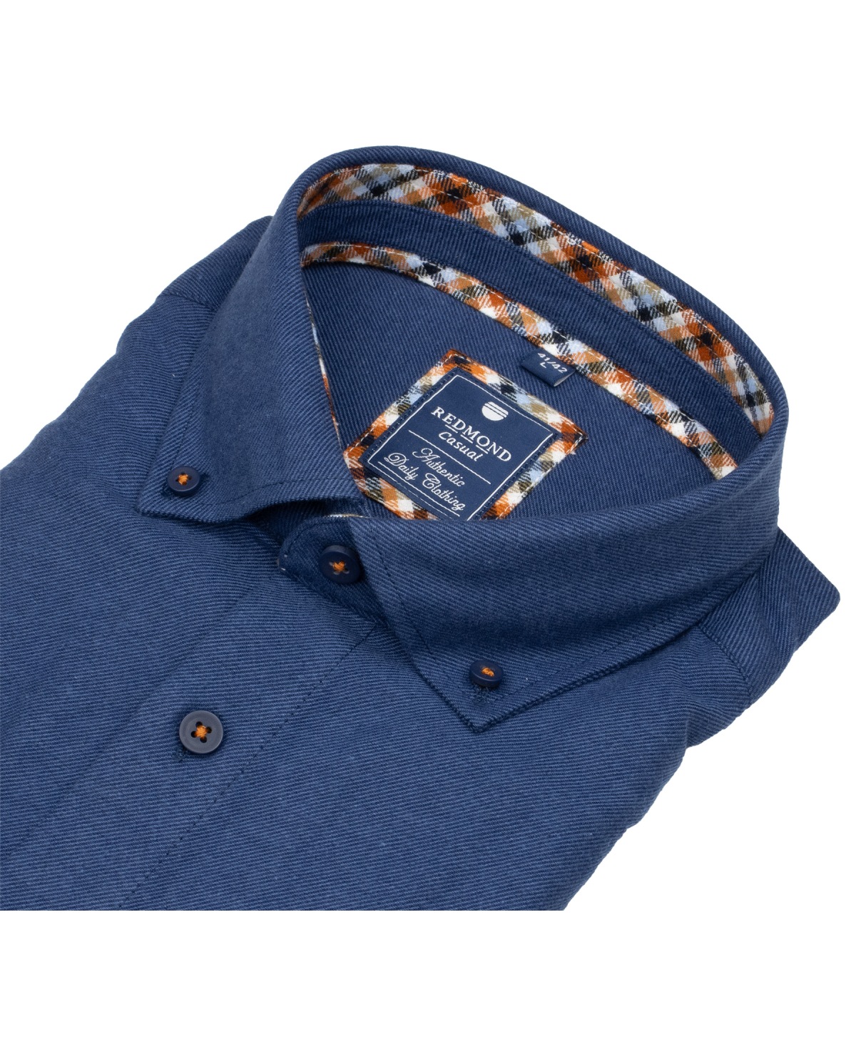Redmond Flanellhemd - Comfort Fit - Button Down - blau