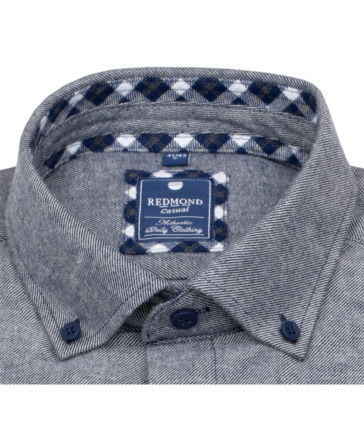 Redmond FlanellShirt - Comfort Fit - Button Down - Blue - w/o OP