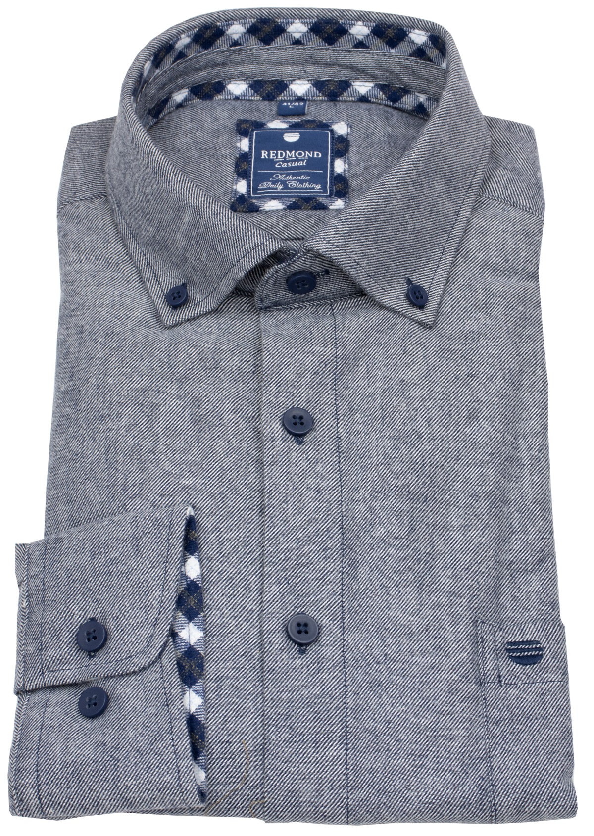 Redmond FlanellShirt - Comfort Fit - Button Down - Blue - w/o OP