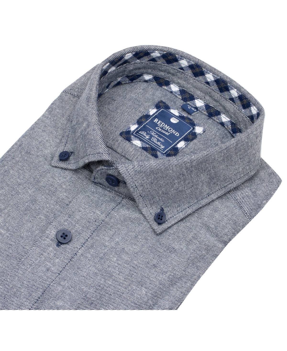 Redmond FlanellShirt - Comfort Fit - Button Down - Blue - w/o OP