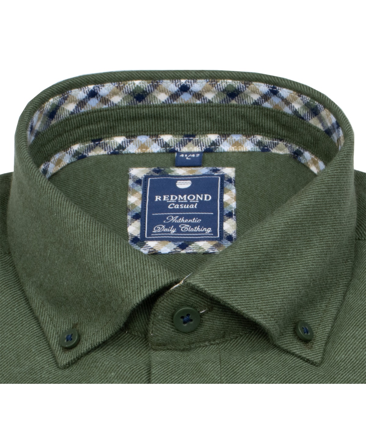 Redmond Flanellhemd - Comfort Fit - Button Down - grün