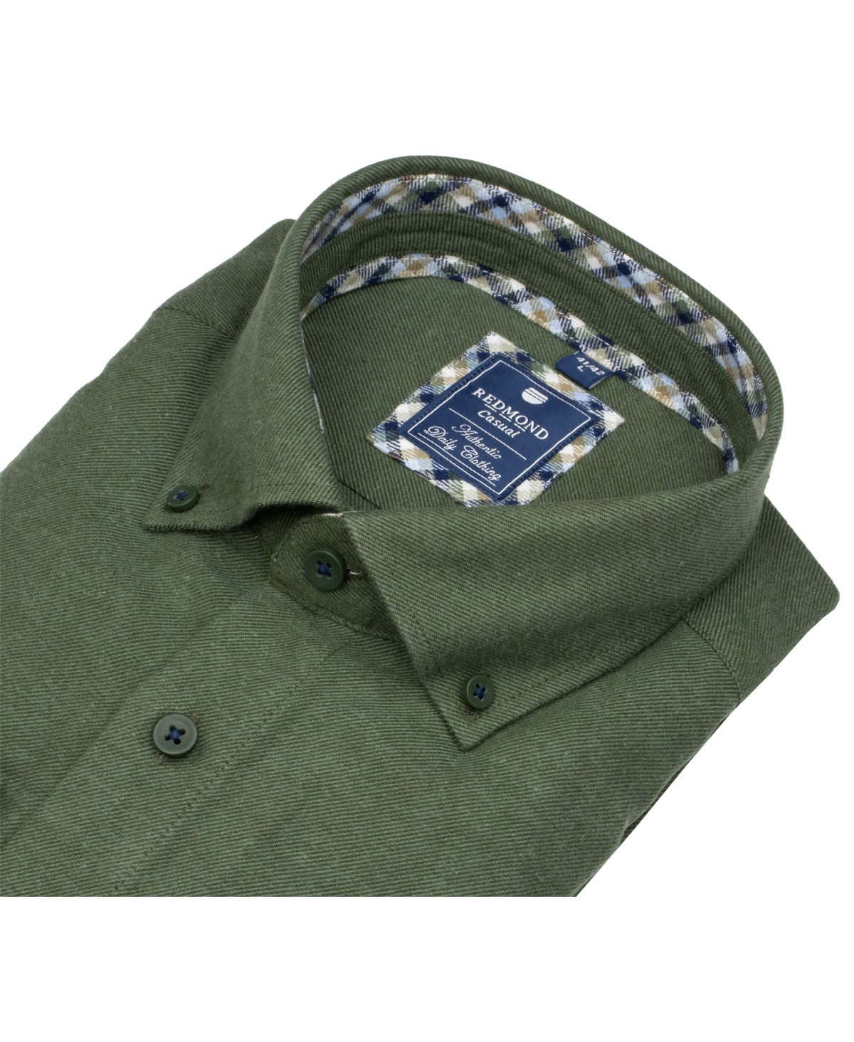 Redmond Flanellhemd - Comfort Fit - Button Down - grün