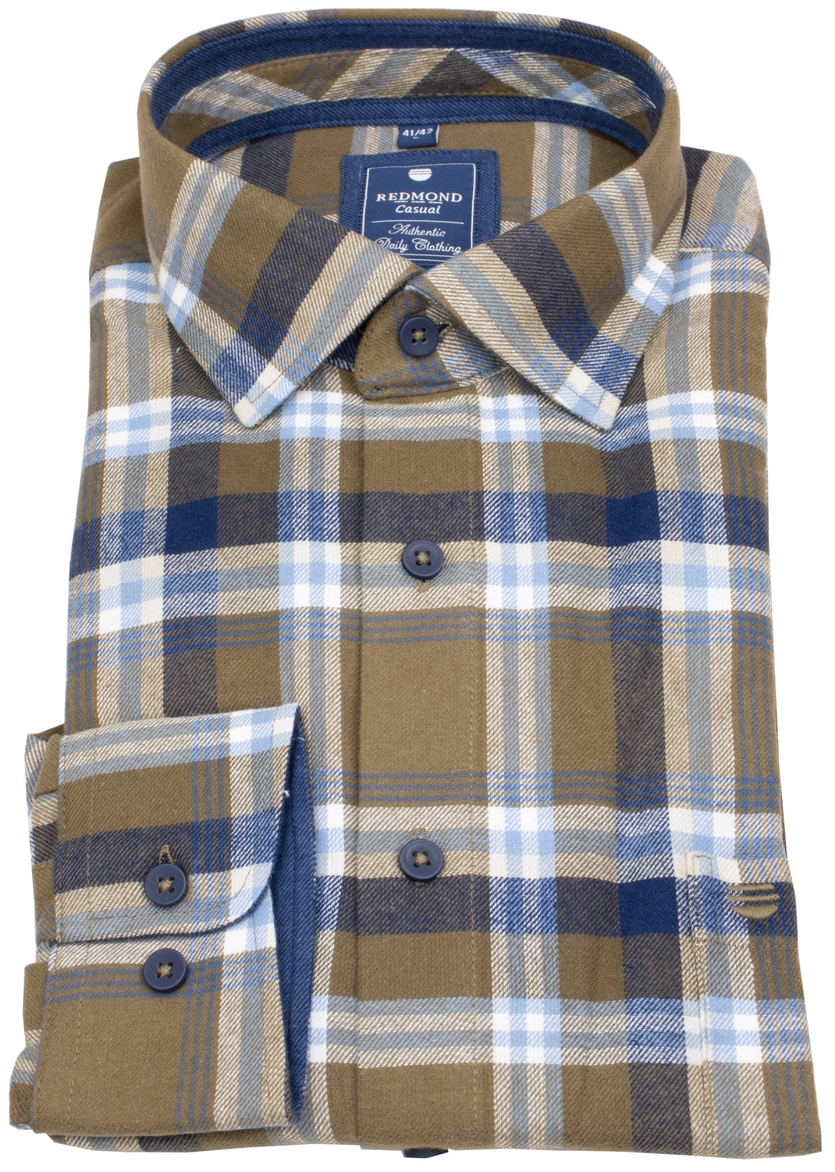 Redmond Flanellhemd - Comfort Fit - kariert - braun