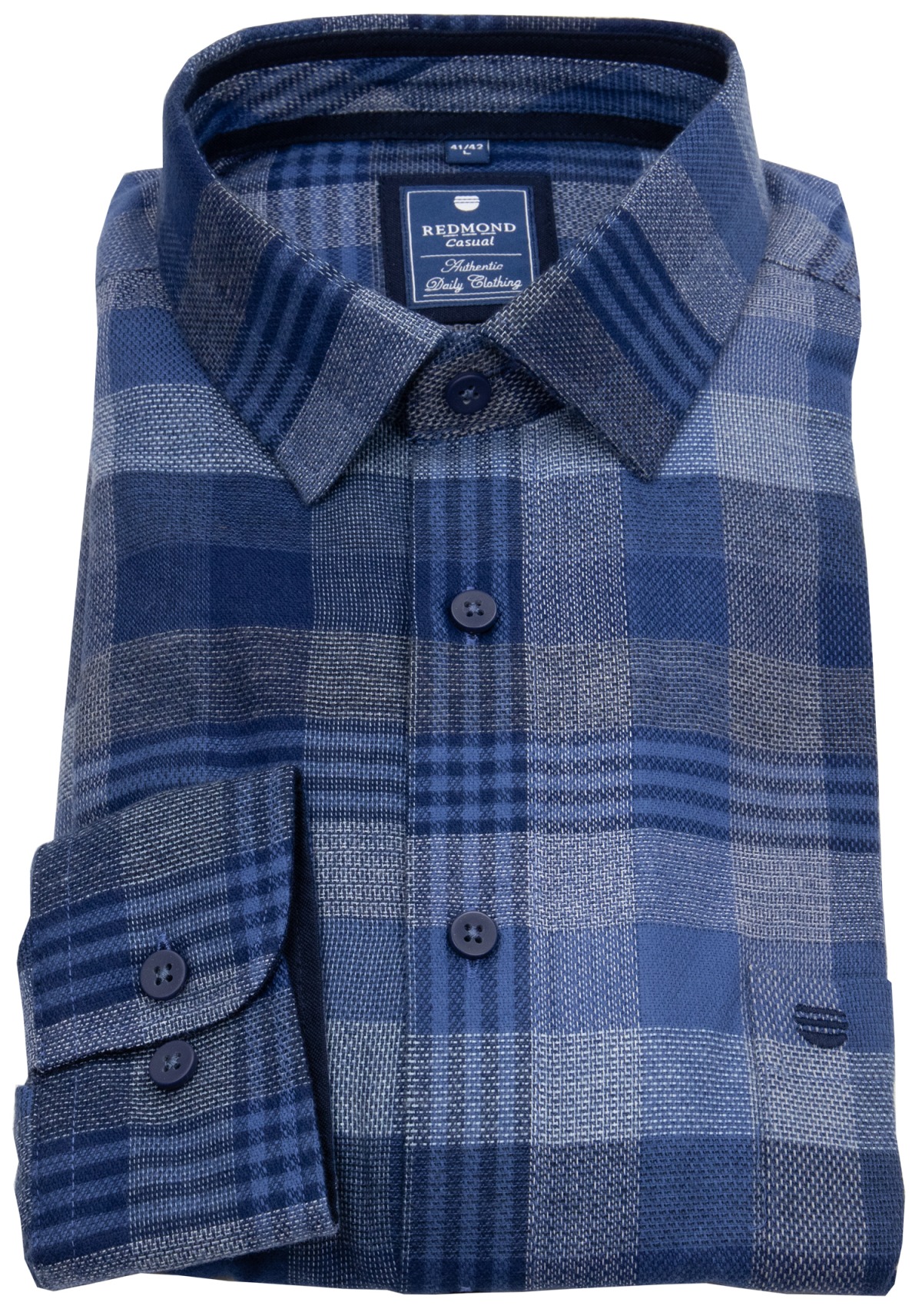 Redmond Flanellhemd - Comfort Fit - kariert - dunkelblau / blau