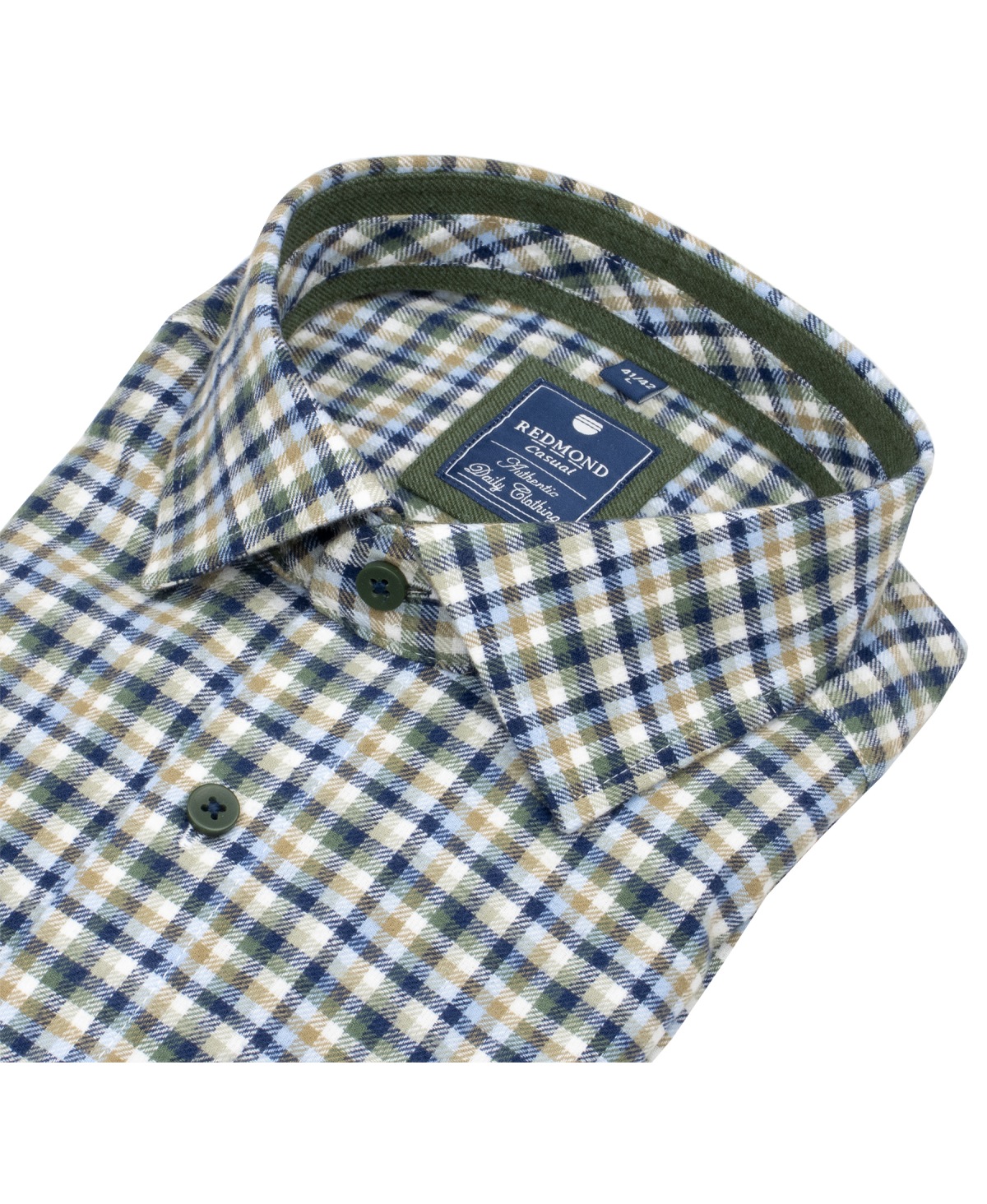 Redmond Flanellhemd - Comfort Fit - kariert - grün / braun