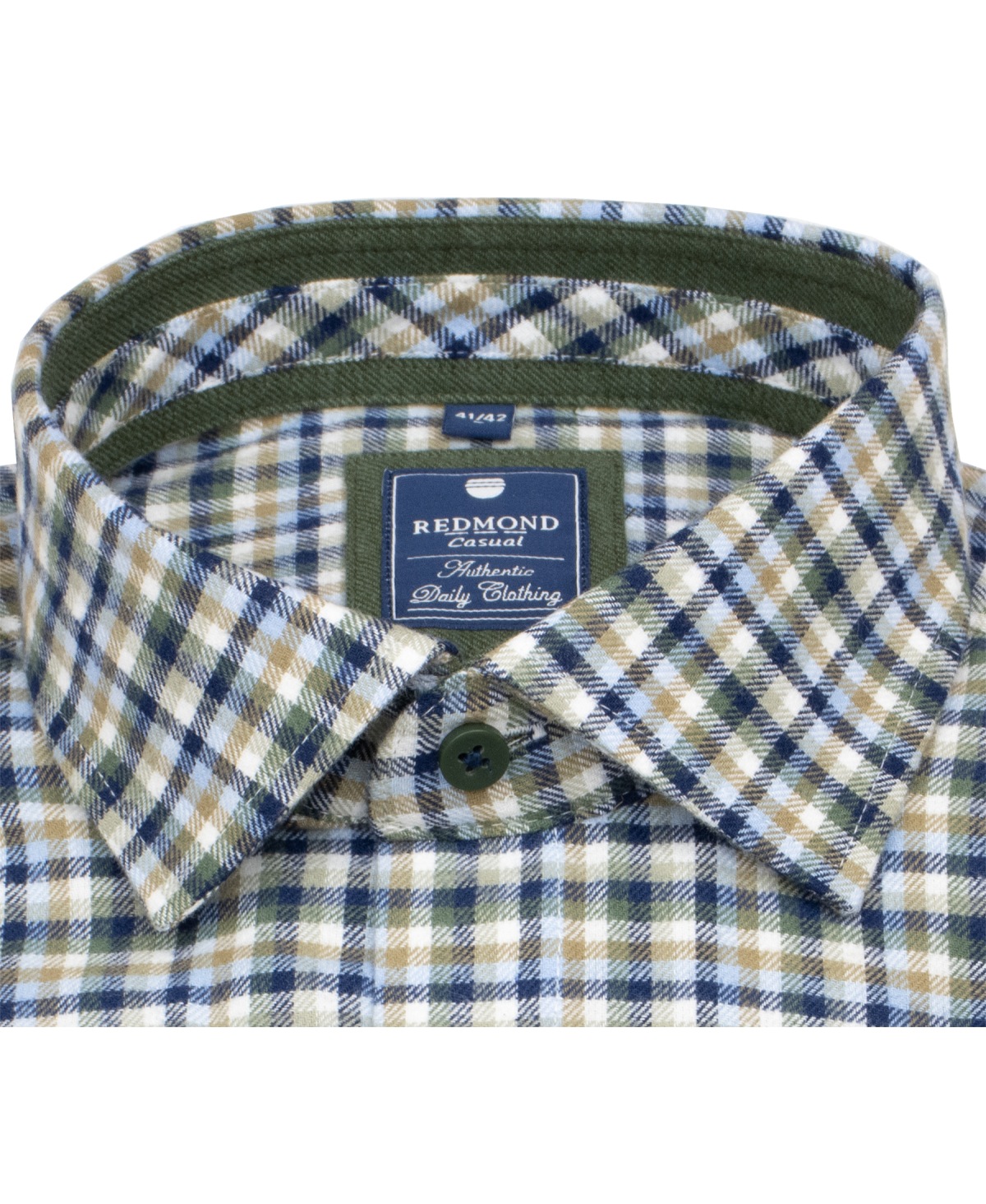Redmond Flanellhemd - Comfort Fit - kariert - grün / braun