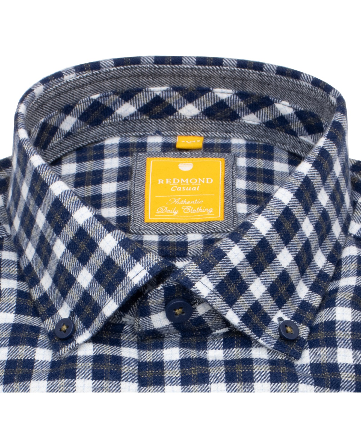 Redmond Flanellhemd - Modern Fit - Button Down - kariert - blau / weiß - ohne OVP