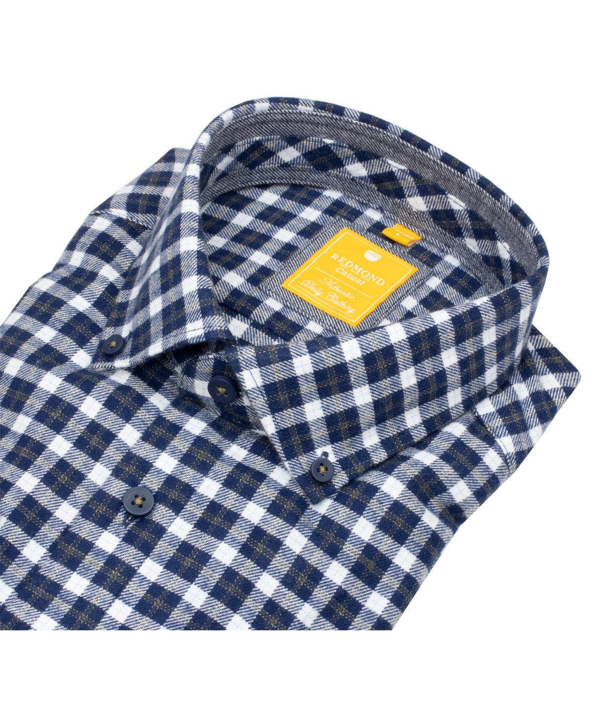 Redmond Flanellhemd - Modern Fit - Button Down - kariert - blau / weiß - ohne OVP