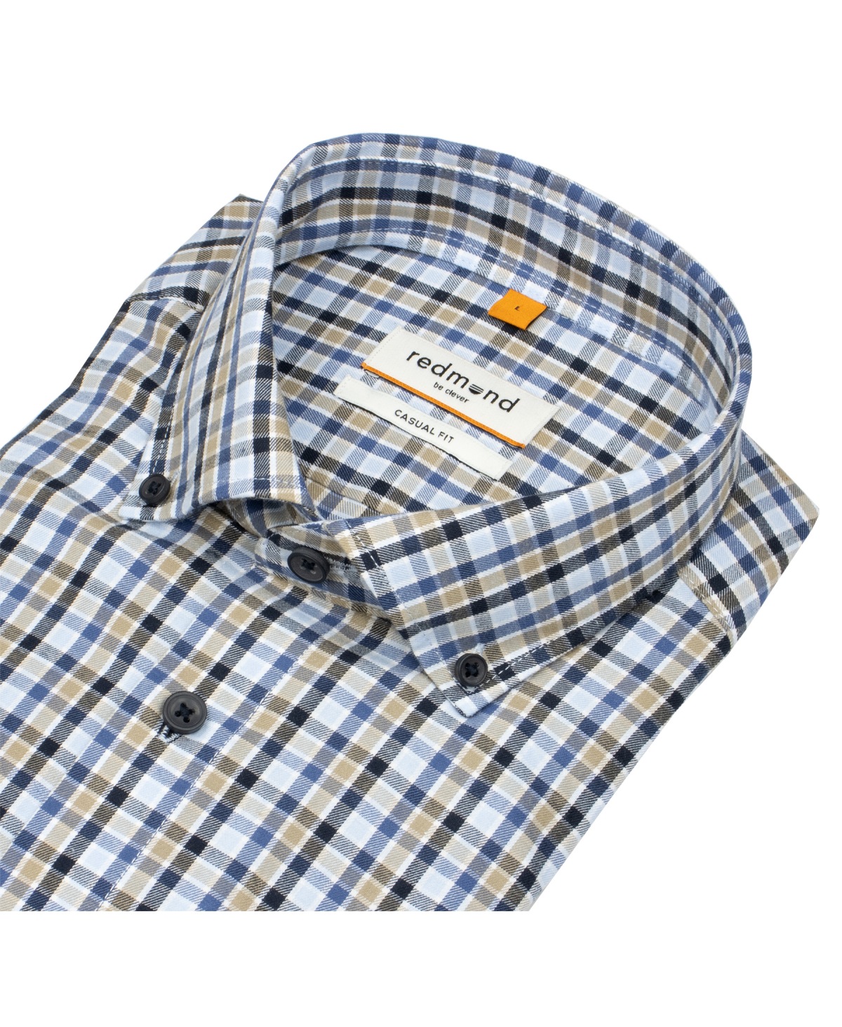 Redmond Hemd - Casual Fit - Button Down Kragen - kariert - blau