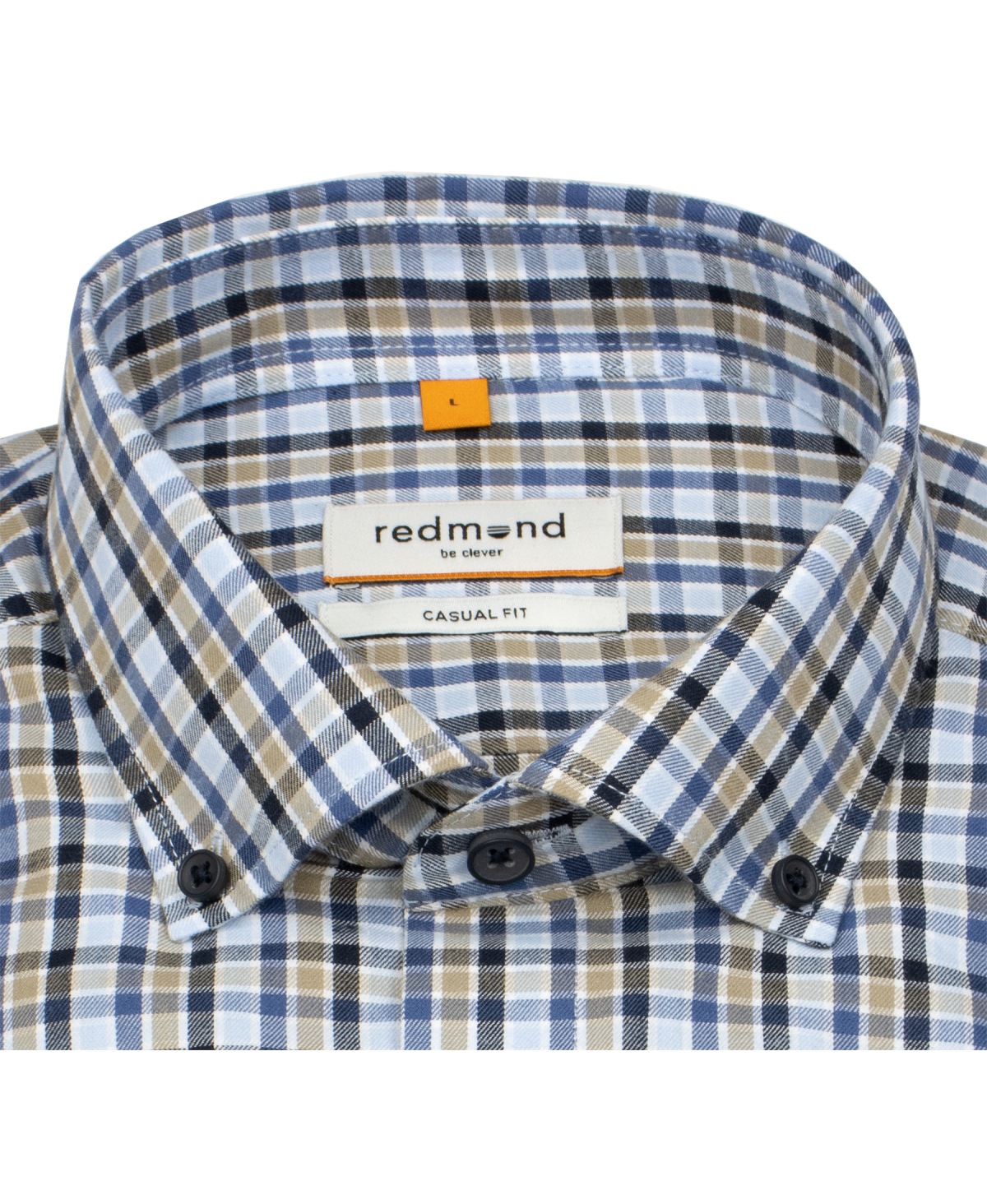 Redmond Hemd - Casual Fit - Button Down Kragen - kariert - blau