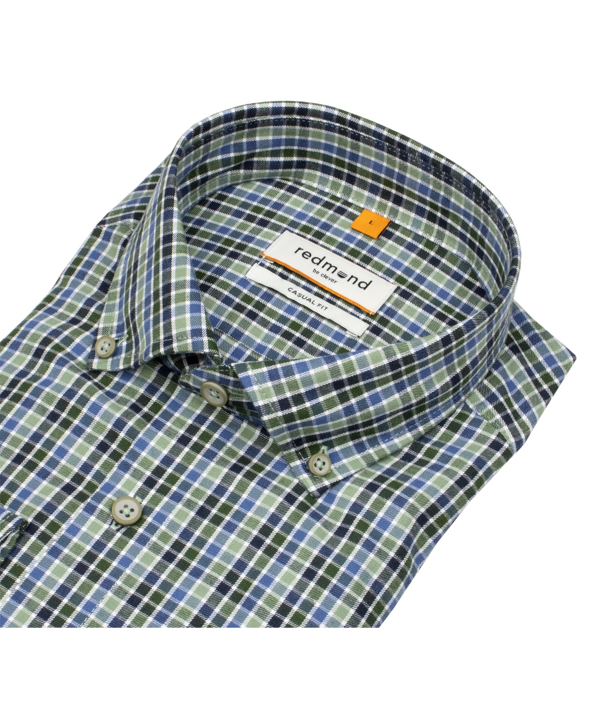 Redmond Hemd - Casual Fit - Button Down Kragen - kariert - grün