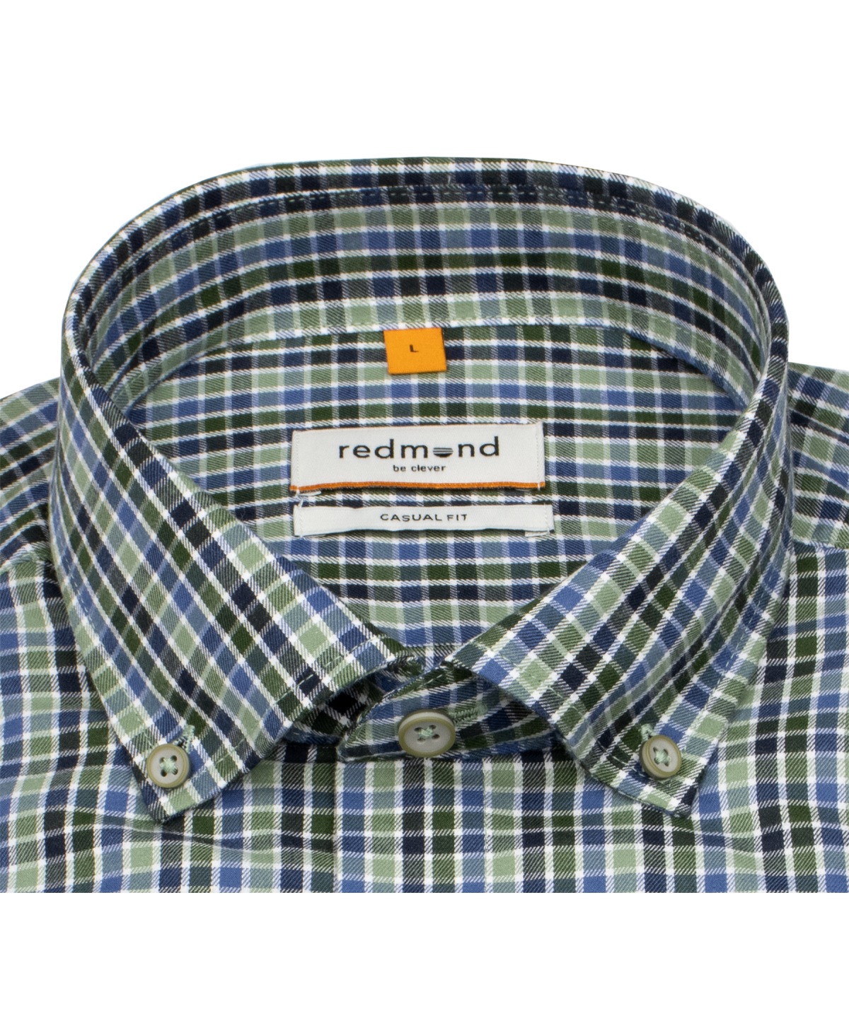 Redmond Hemd - Casual Fit - Button Down Kragen - kariert - grün