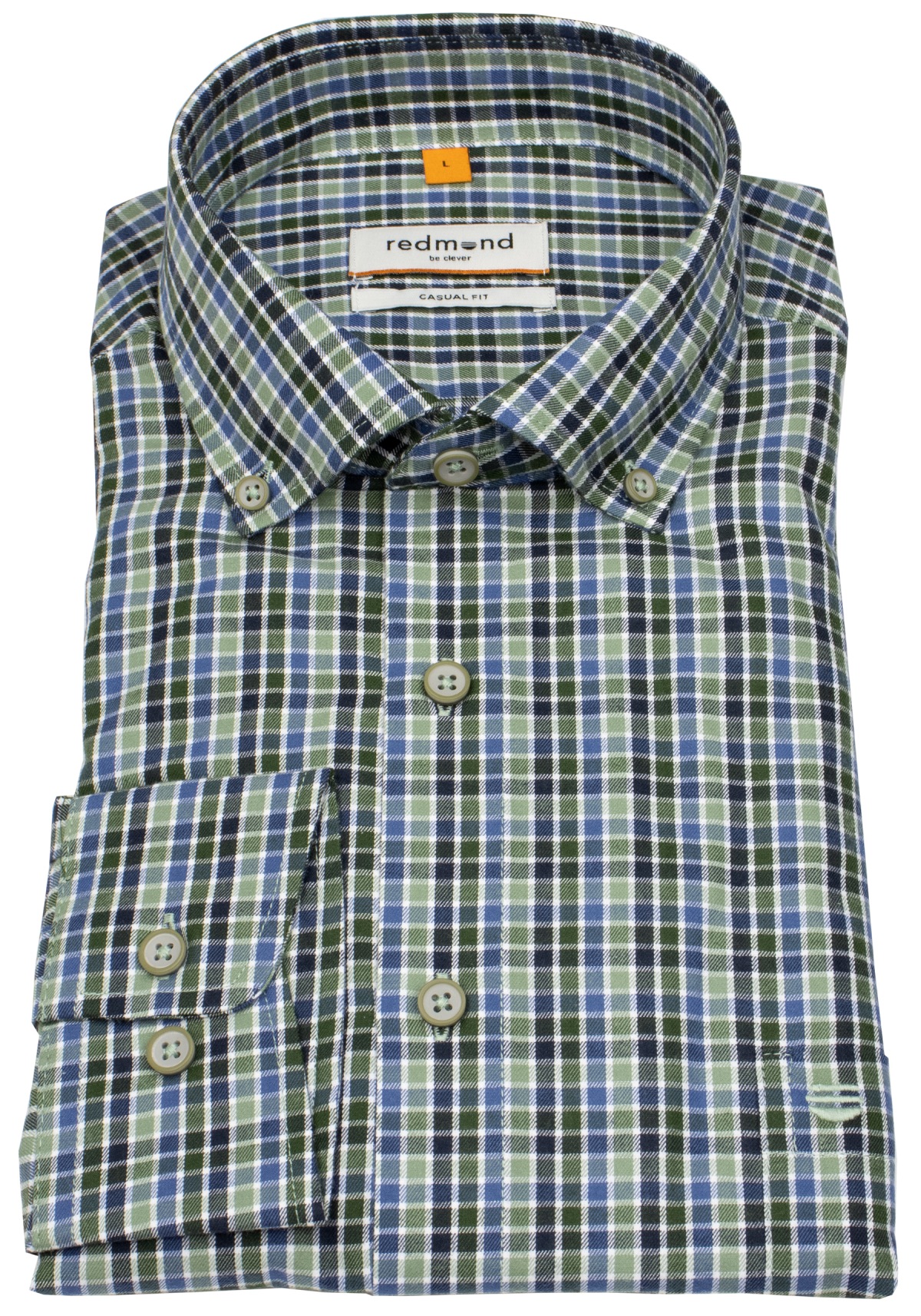 Redmond Hemd - Casual Fit - Button Down Kragen - kariert - grün