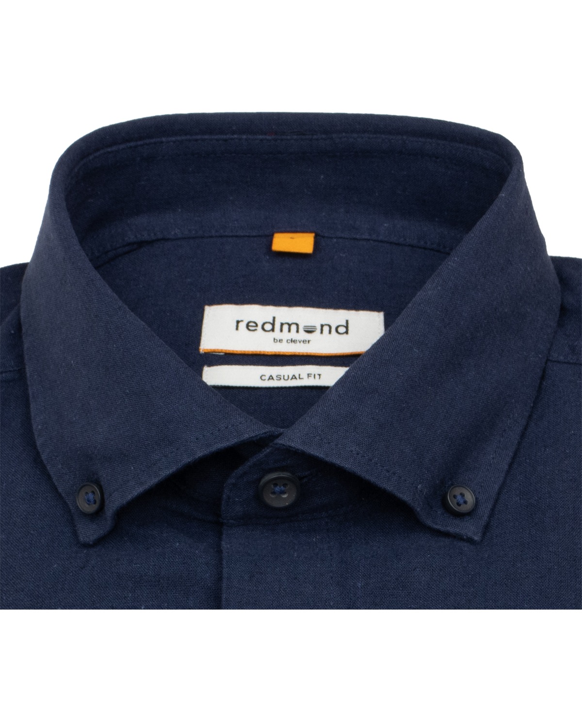 Redmond Hemd - Casual Fit - Button Down Kragen - Leinen Mix - dunkelblau
