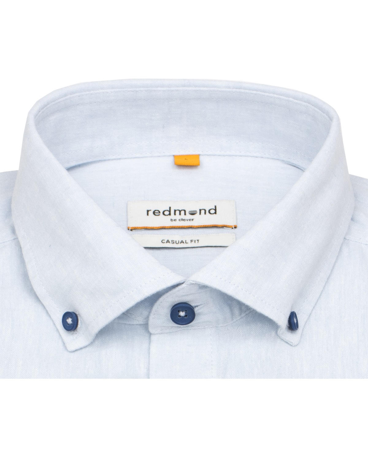 Redmond Hemd - Casual Fit - Button Down Kragen - Leinen Mix - hellblau