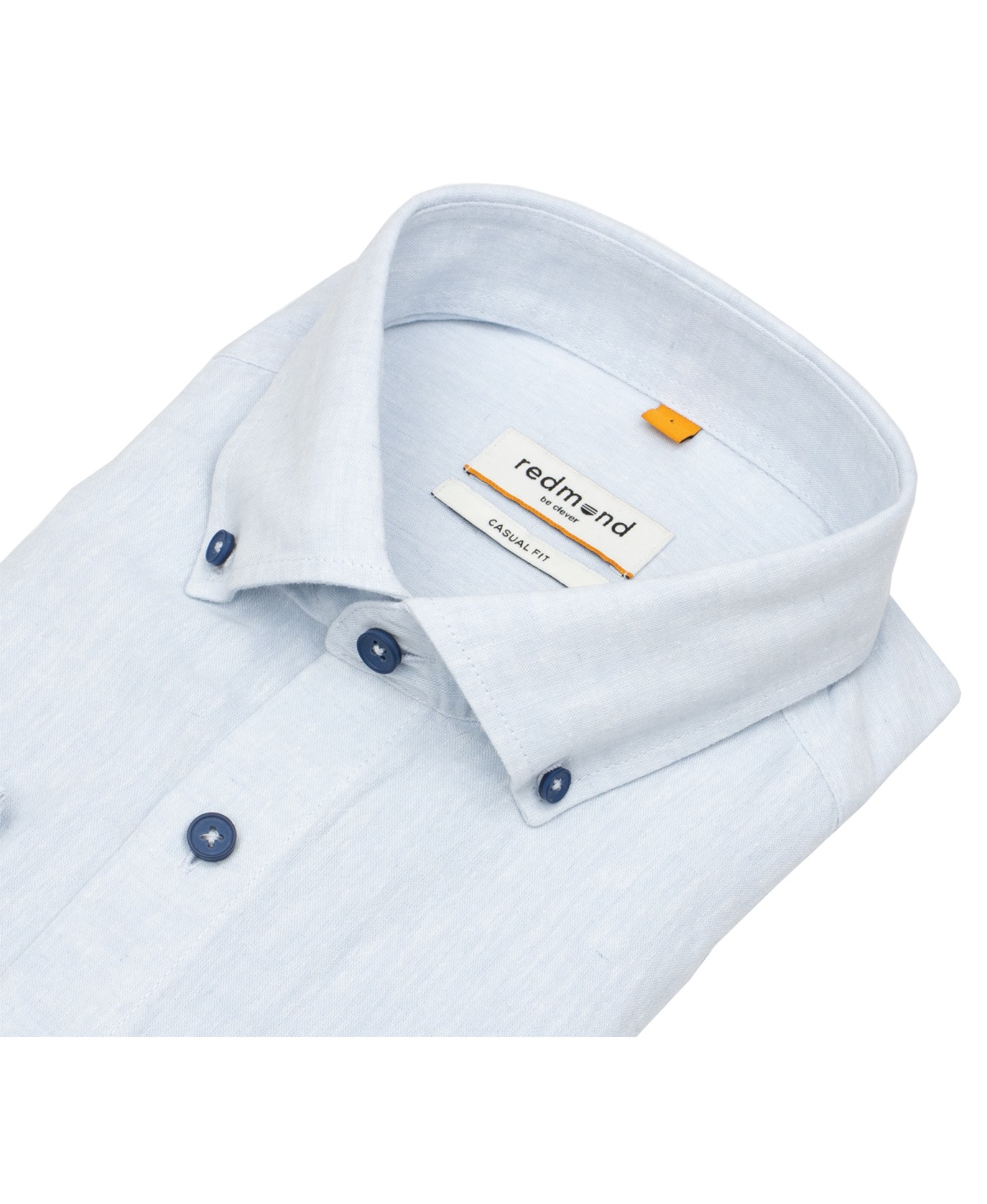 Redmond Hemd - Casual Fit - Button Down Kragen - Leinen Mix - hellblau