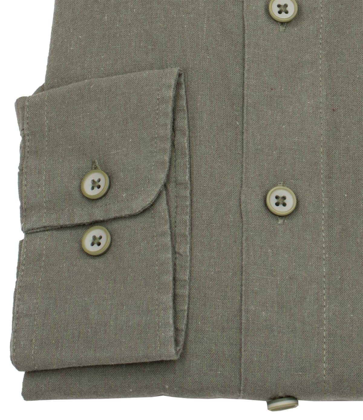 Redmond Hemd - Casual Fit - Button Down Kragen - Leinen Mix - olivgrün