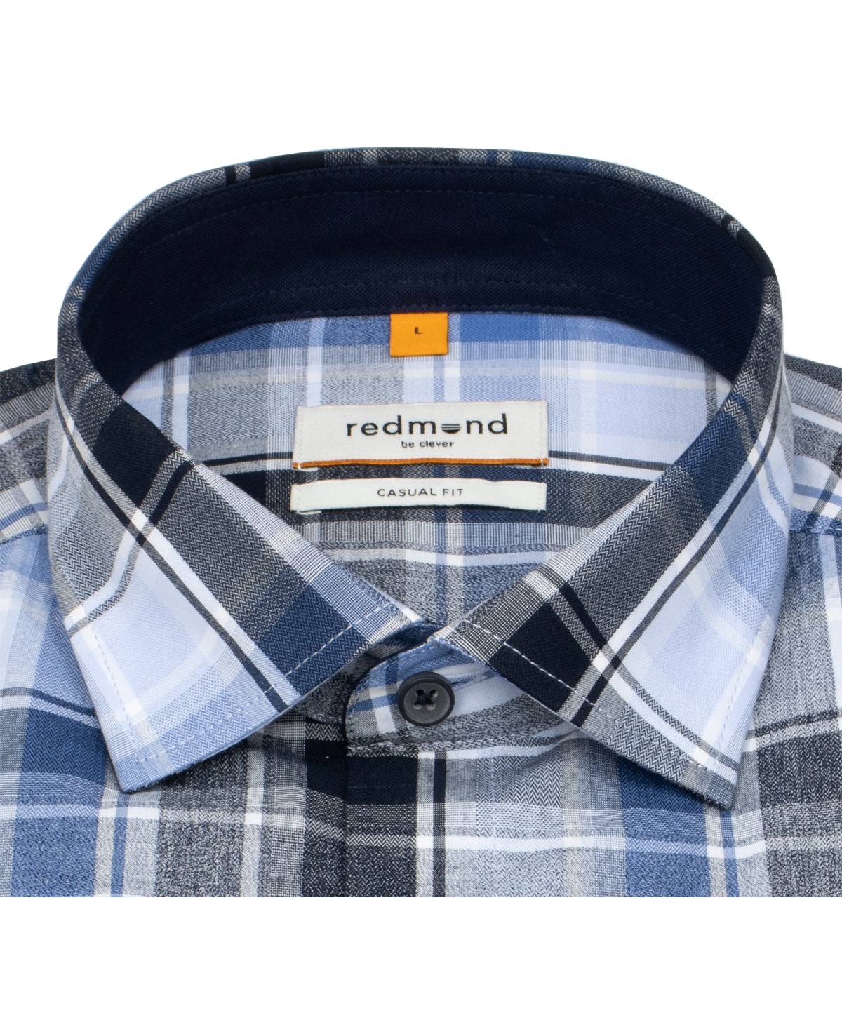 Redmond Hemd - Casual Fit - Kentkragen - kariert - blau / weiß