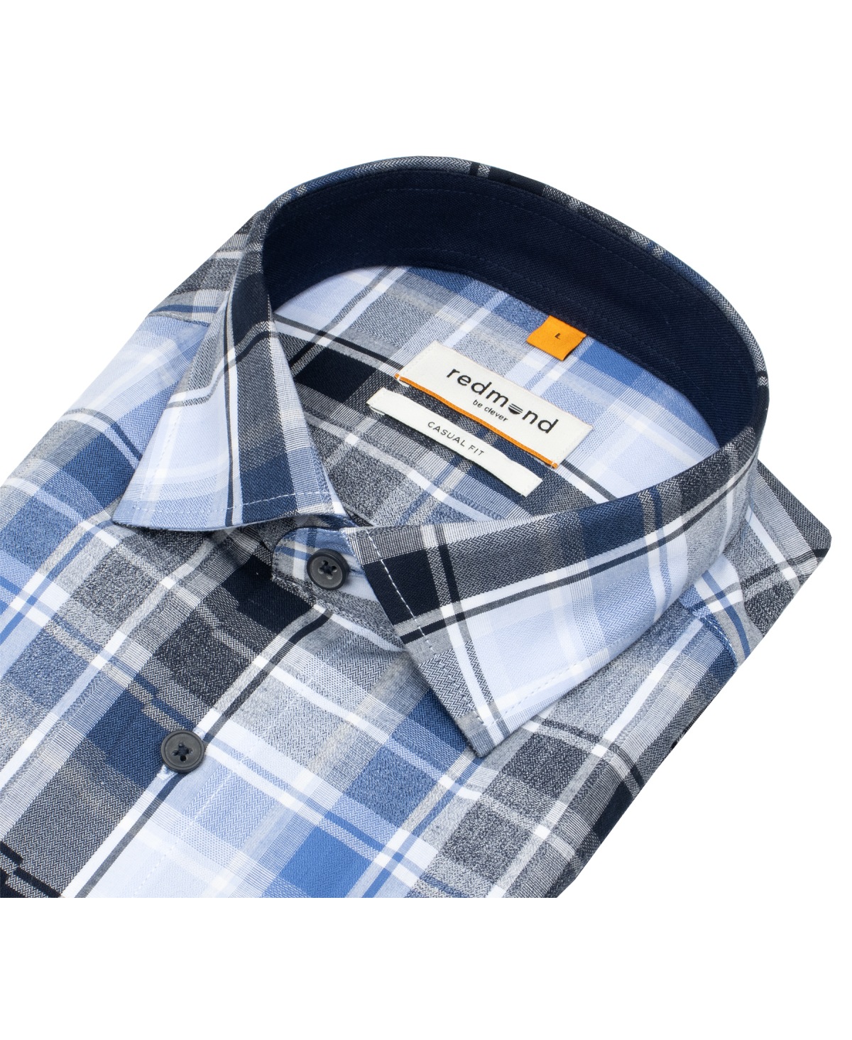 Redmond Hemd - Casual Fit - Kentkragen - kariert - blau / weiß