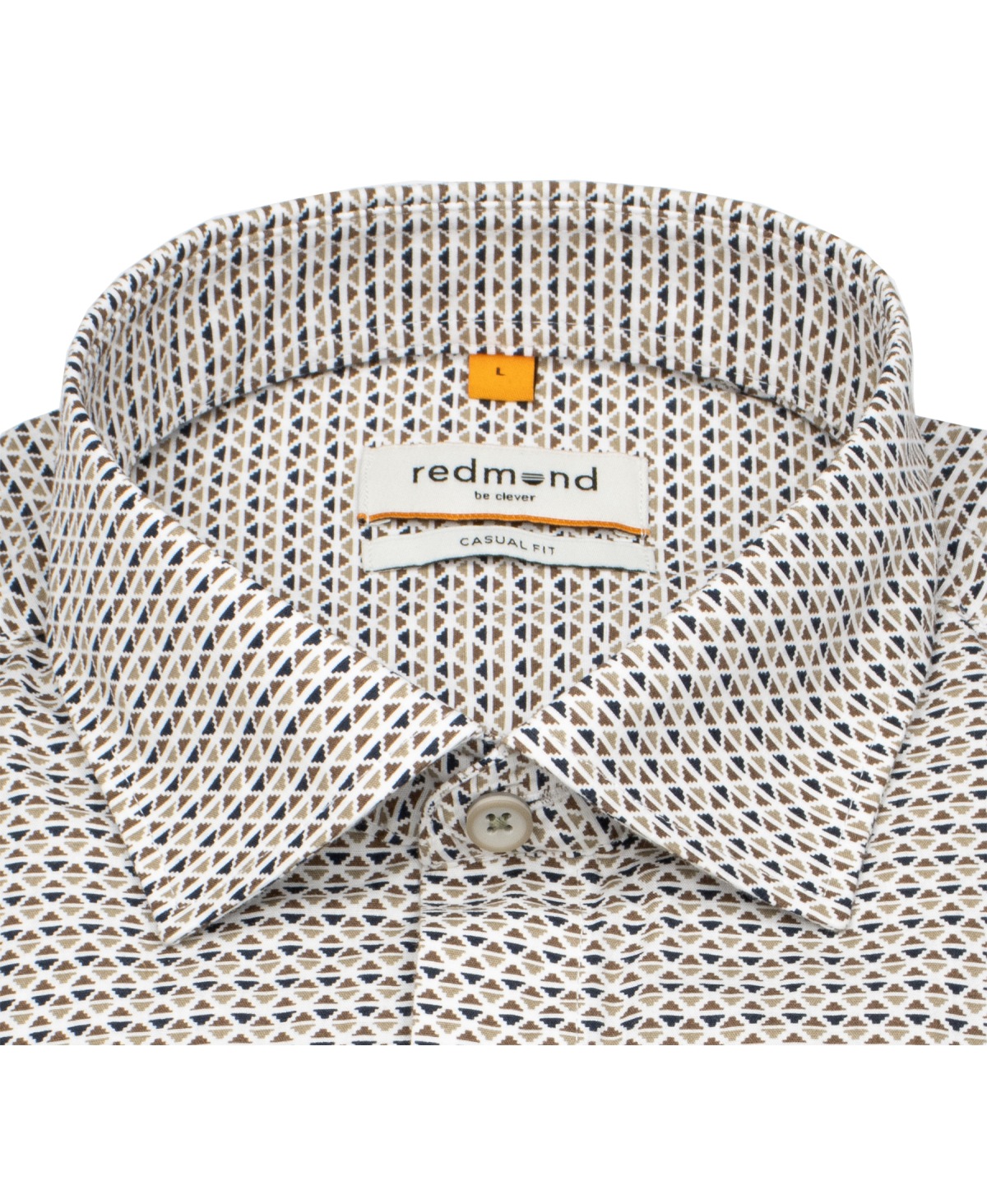 Redmond Hemd - Casual Fit - Kentkragen - Print - braun / beige