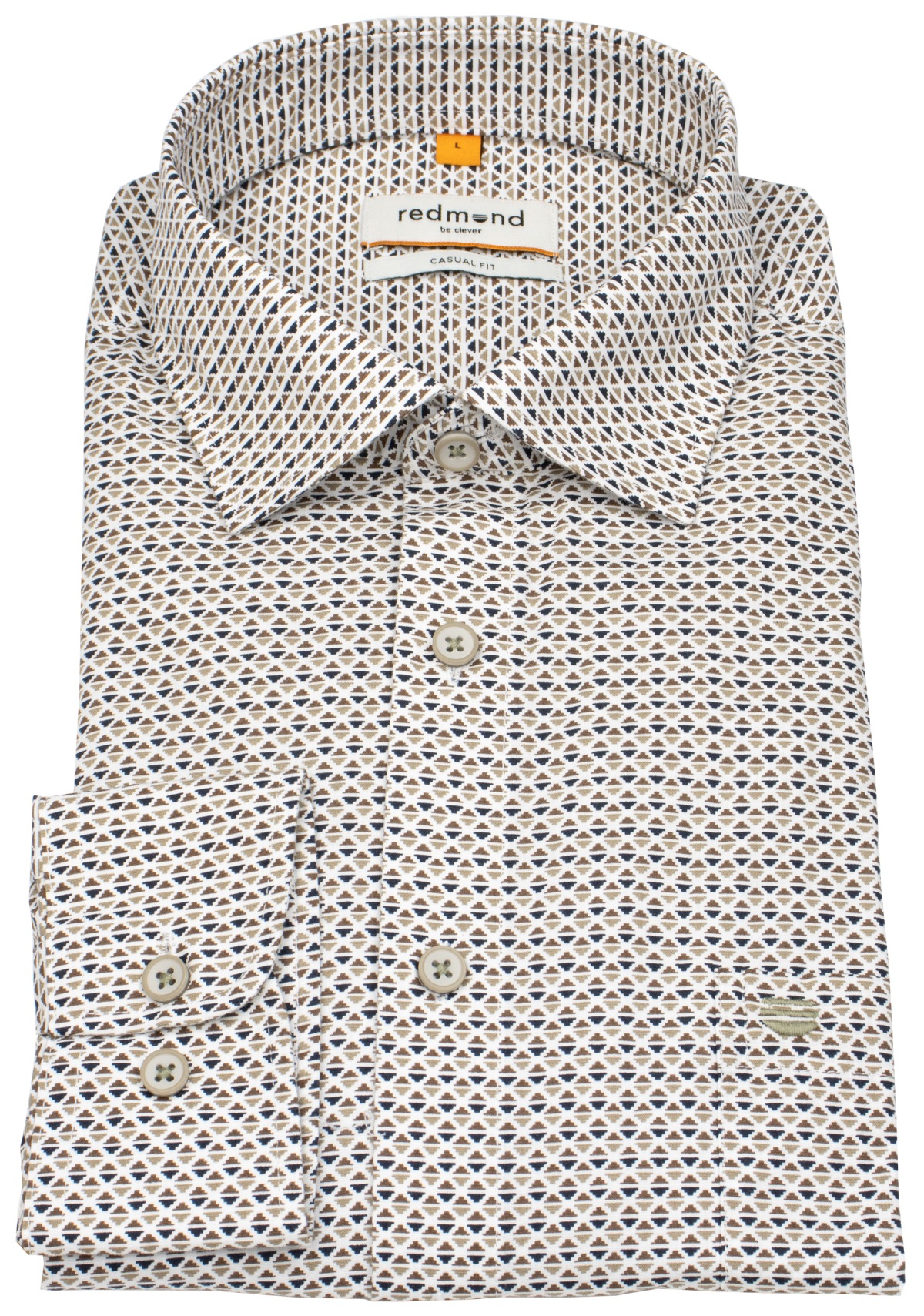 Redmond Hemd - Casual Fit - Kentkragen - Print - braun / beige