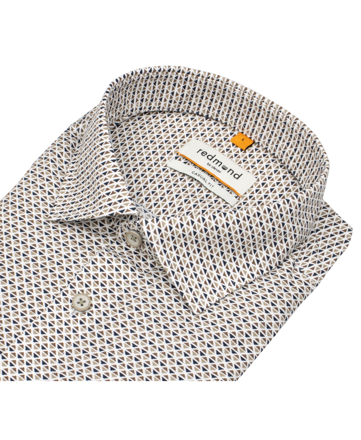 Redmond Hemd - Casual Fit - Kentkragen - Print - braun / beige