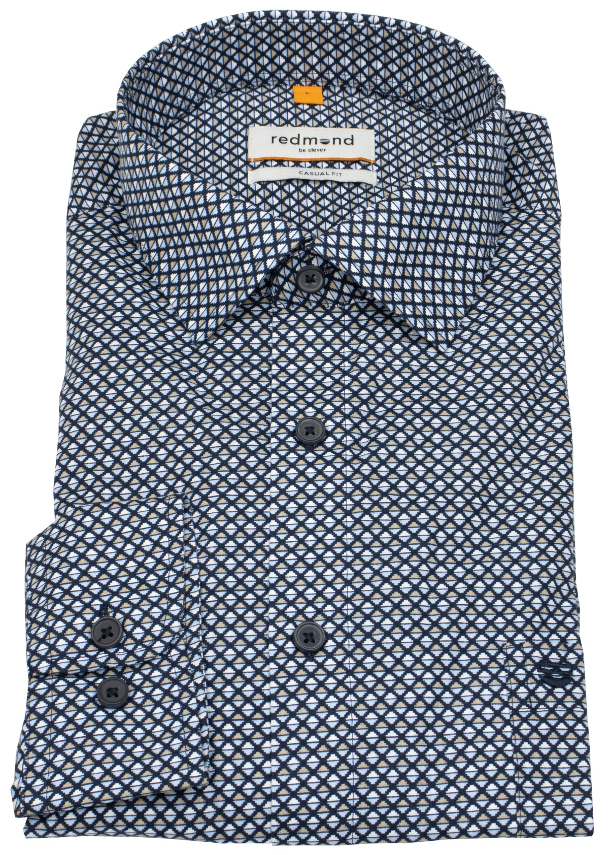 Redmond Shirt - Casual Fit - Kent Collar - Print - dark blue / light blue