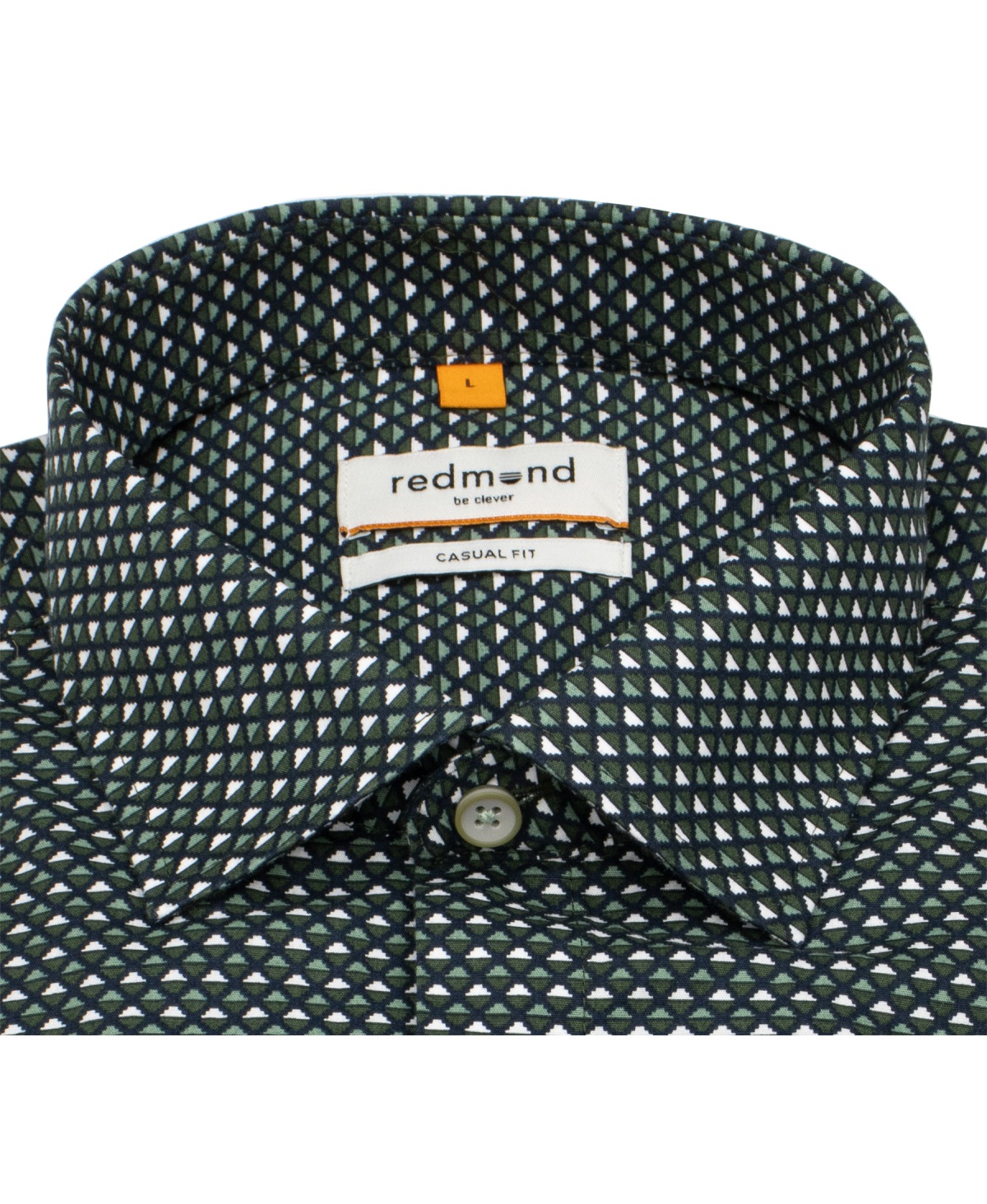 Redmond Hemd - Casual Fit - Kentkragen - Print - grün / weiß