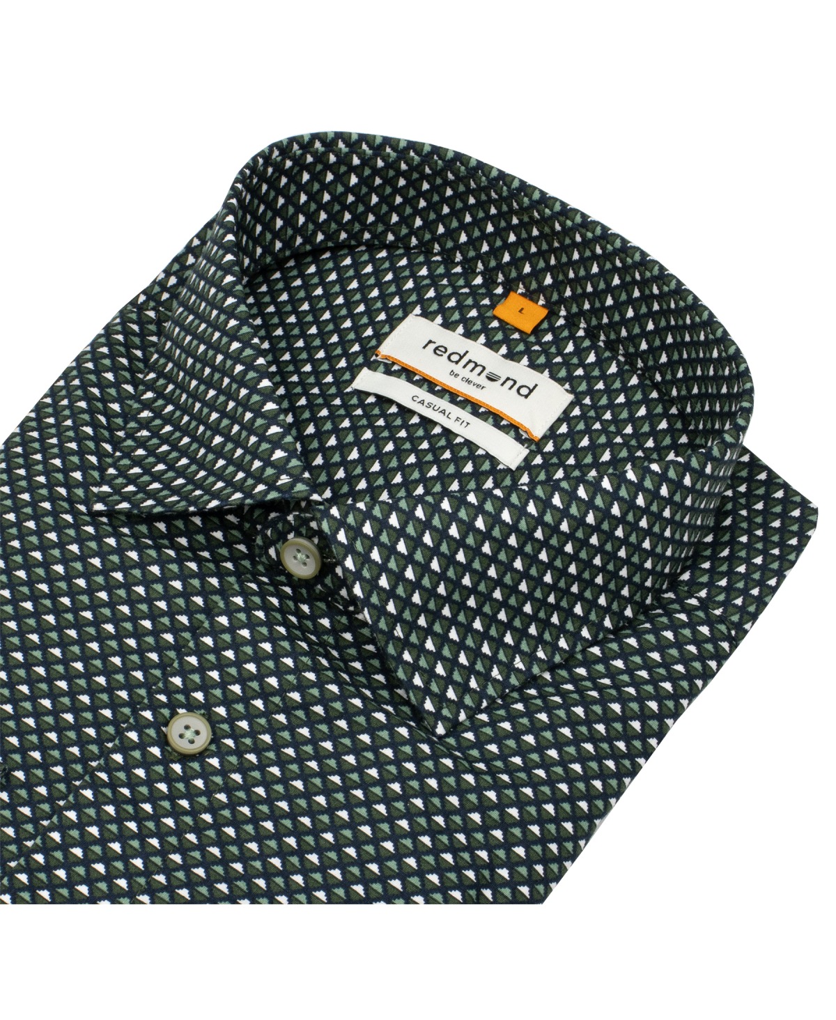 Redmond Hemd - Casual Fit - Kentkragen - Print - grün / weiß