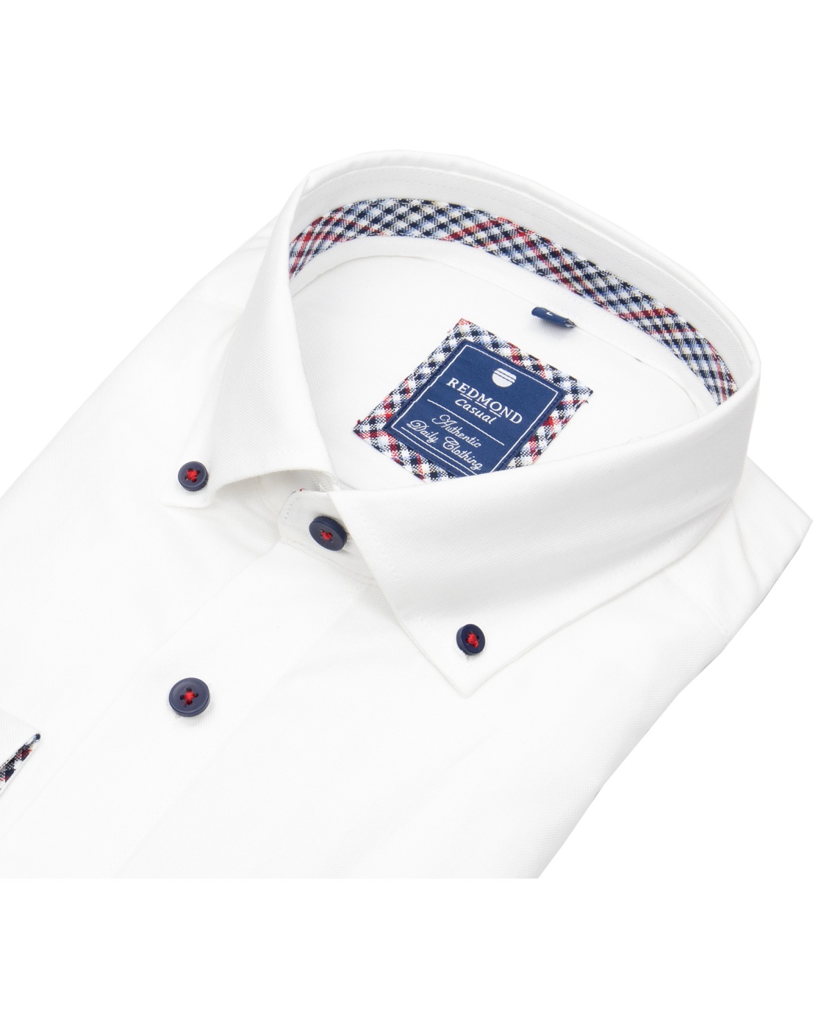 Redmond Hemd - Comfort Fit - Button Down Kragen - Casual - Kontrastknöpfe - weiß - ohne OVP