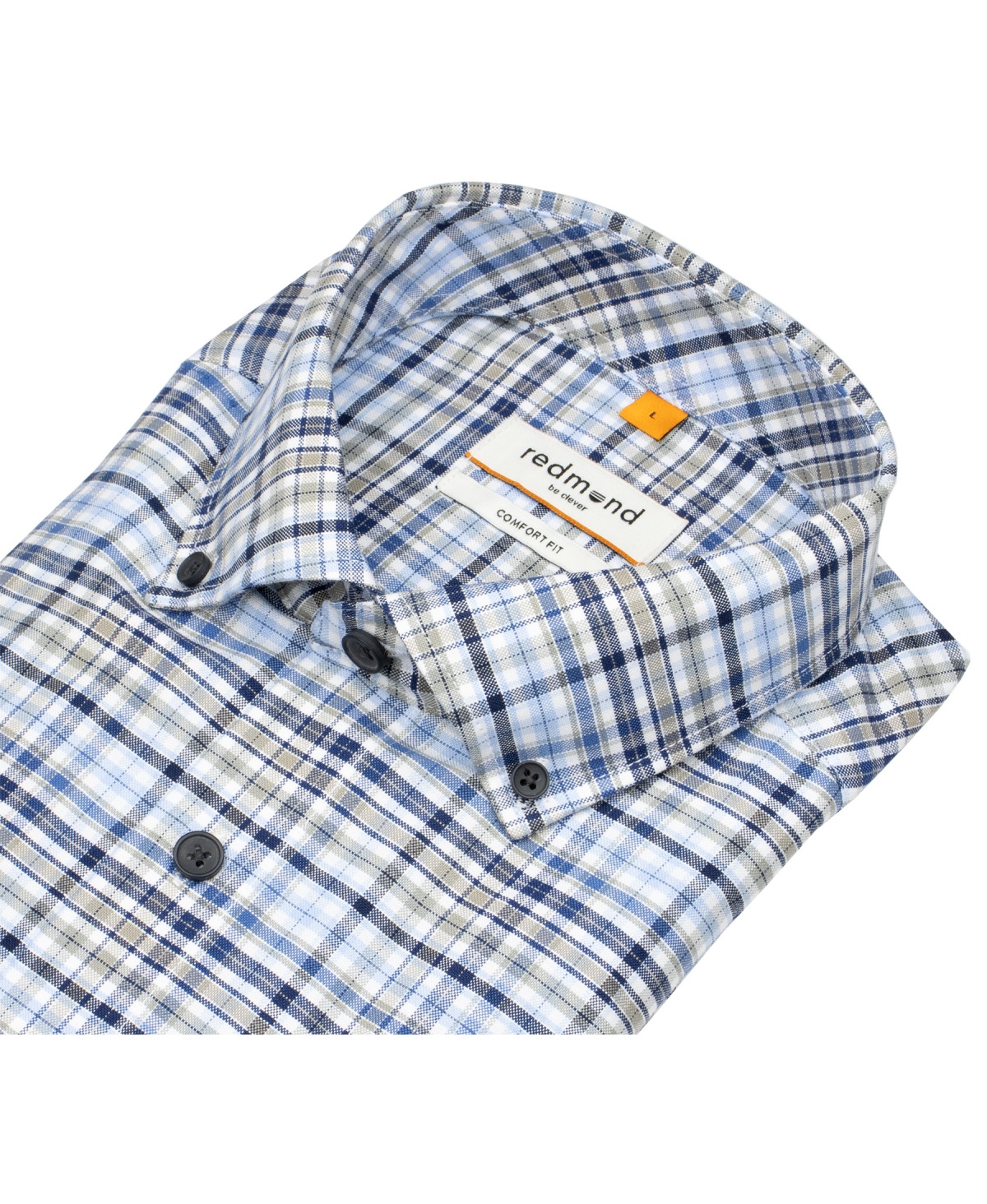 Redmond Hemd - Comfort Fit - Button Down Kragen - kariert - blau