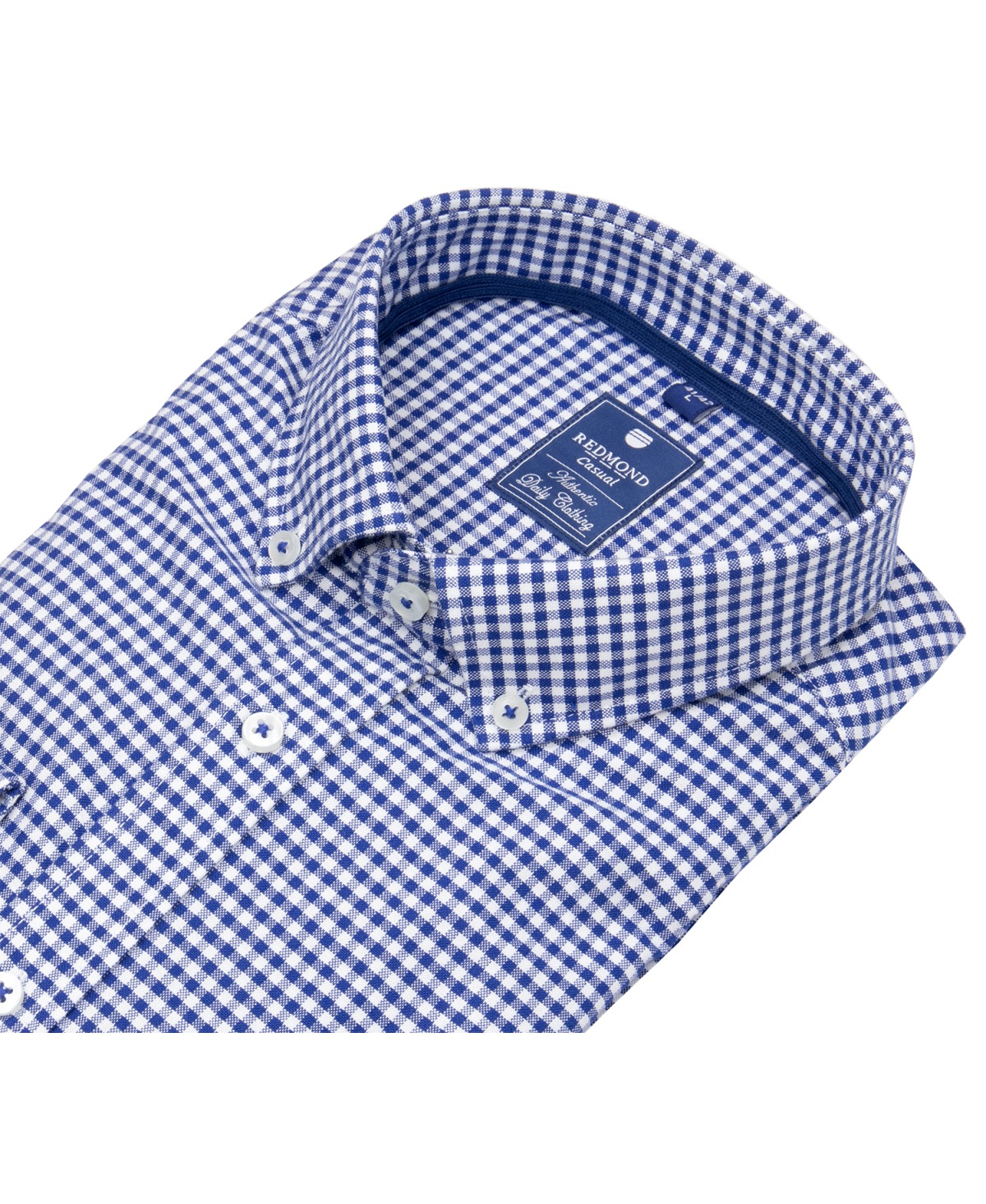 Redmond Hemd - Comfort Fit - Button Down Kragen - kariert - blau / weiß