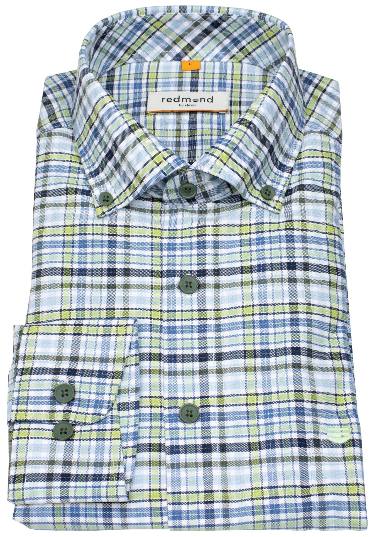 Redmond Hemd - Comfort Fit - Button Down Kragen - kariert - grün