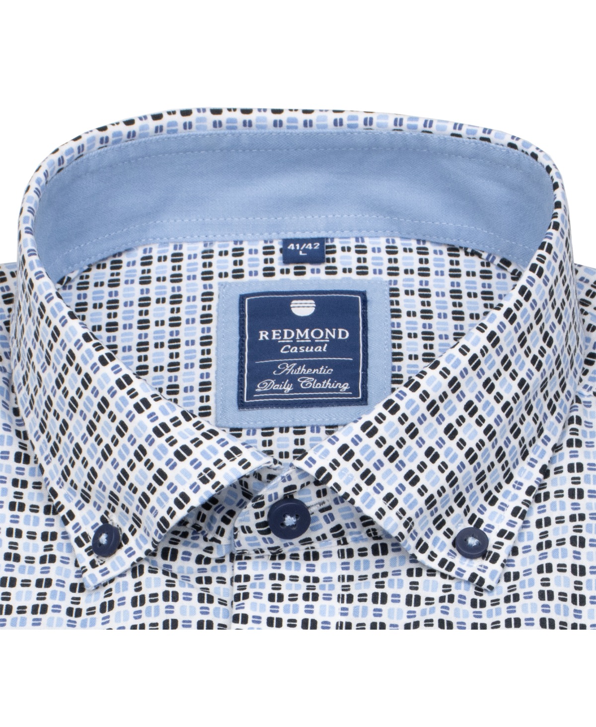 Redmond Shirt - Comfort Fit - Button Down Collar - Print - Blue - w/o OP