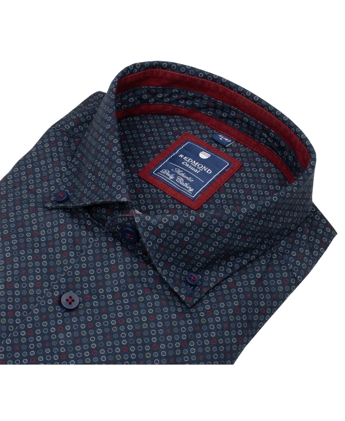 Redmond Hemd - Comfort Fit - Button Down Kragen - Print - rot / blau - ohne OVP
