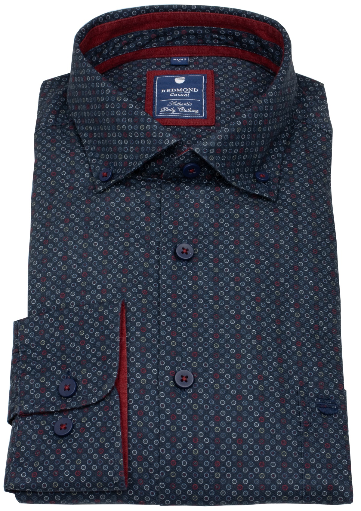 Redmond Hemd - Comfort Fit - Button Down Kragen - Print - rot / blau - ohne OVP