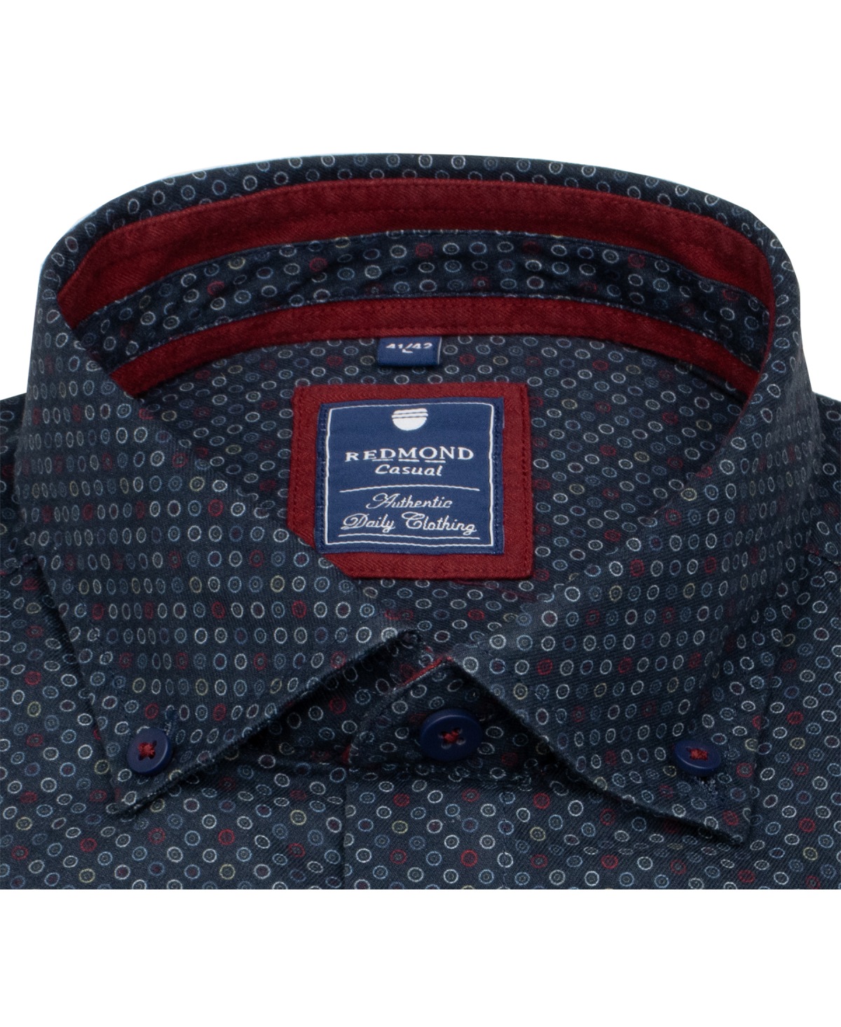 Redmond Hemd - Comfort Fit - Button Down Kragen - Print - rot / blau - ohne OVP