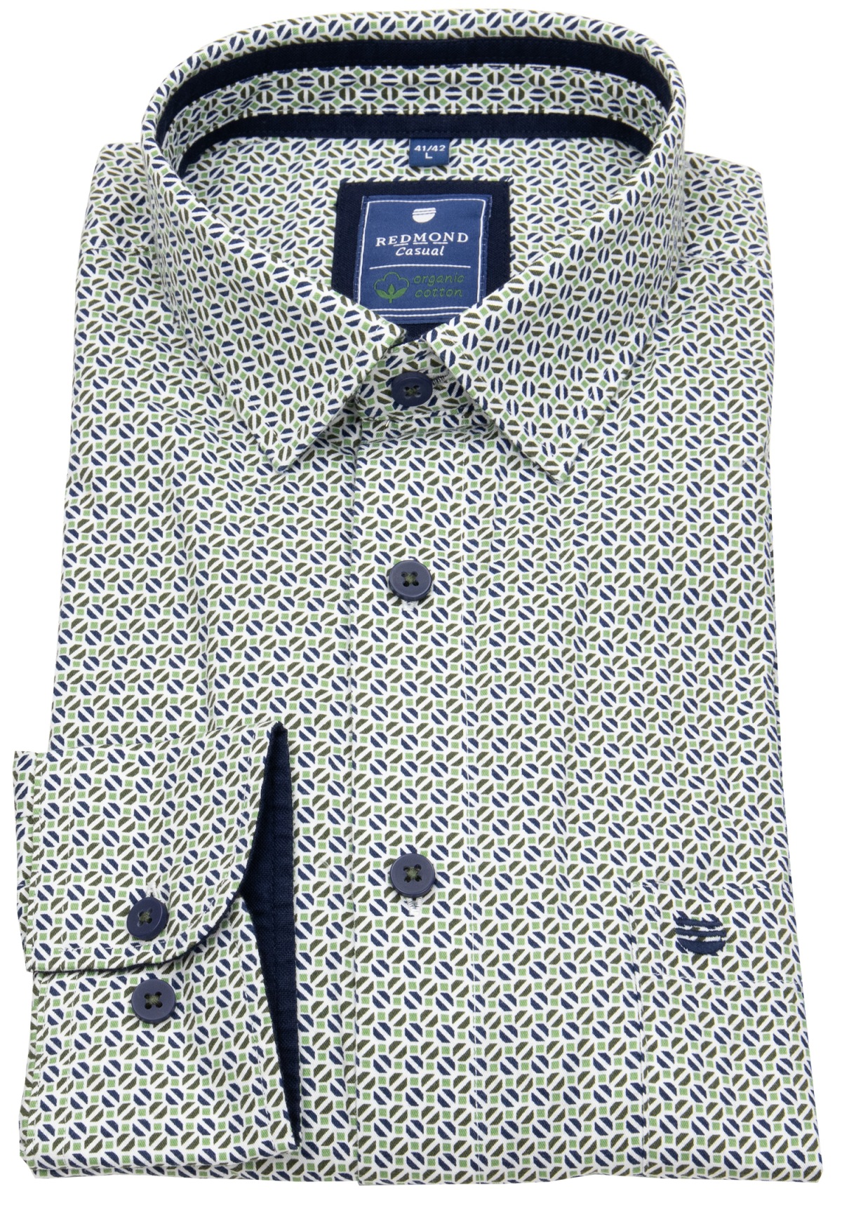 Redmond Hemd - Comfort Fit - Casual - Bio Baumwolle - Print - blau / grün