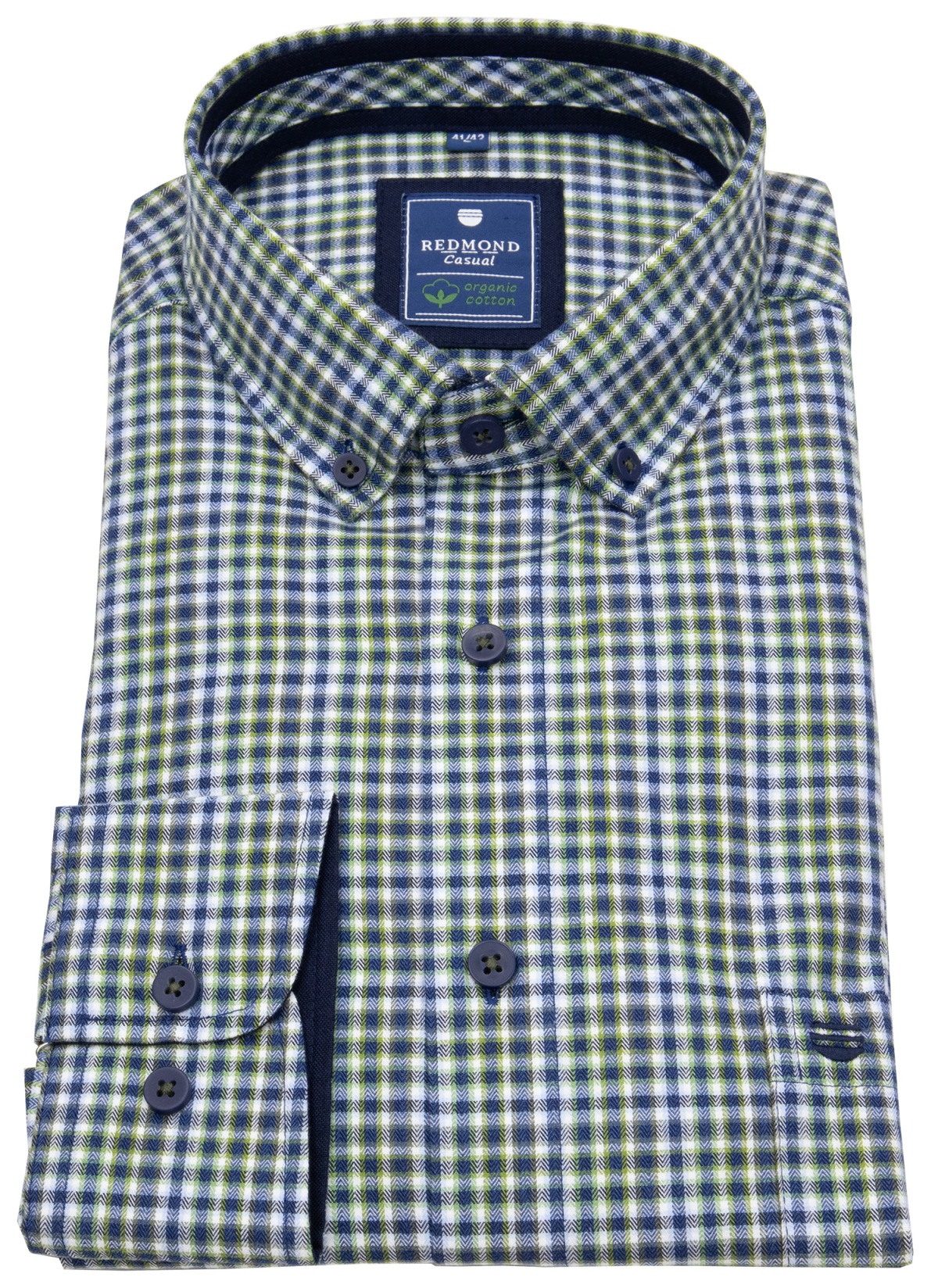Redmond Hemd - Comfort Fit - Casual - Button Down - Bio Baumwolle - kariert - grün - ohne OVP