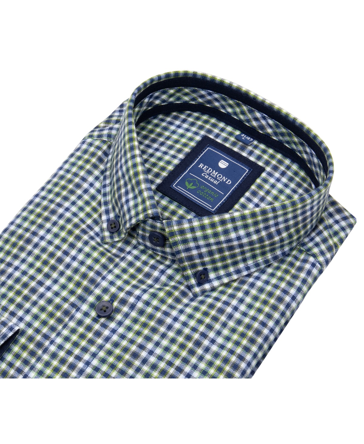 Redmond Hemd - Comfort Fit - Casual - Button Down - Bio Baumwolle - kariert - grün - ohne OVP