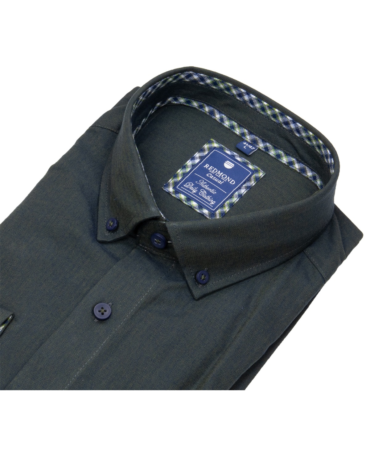 Redmond Hemd - Comfort Fit - Casual - Button Down Kragen - Bio Baumwolle - grün