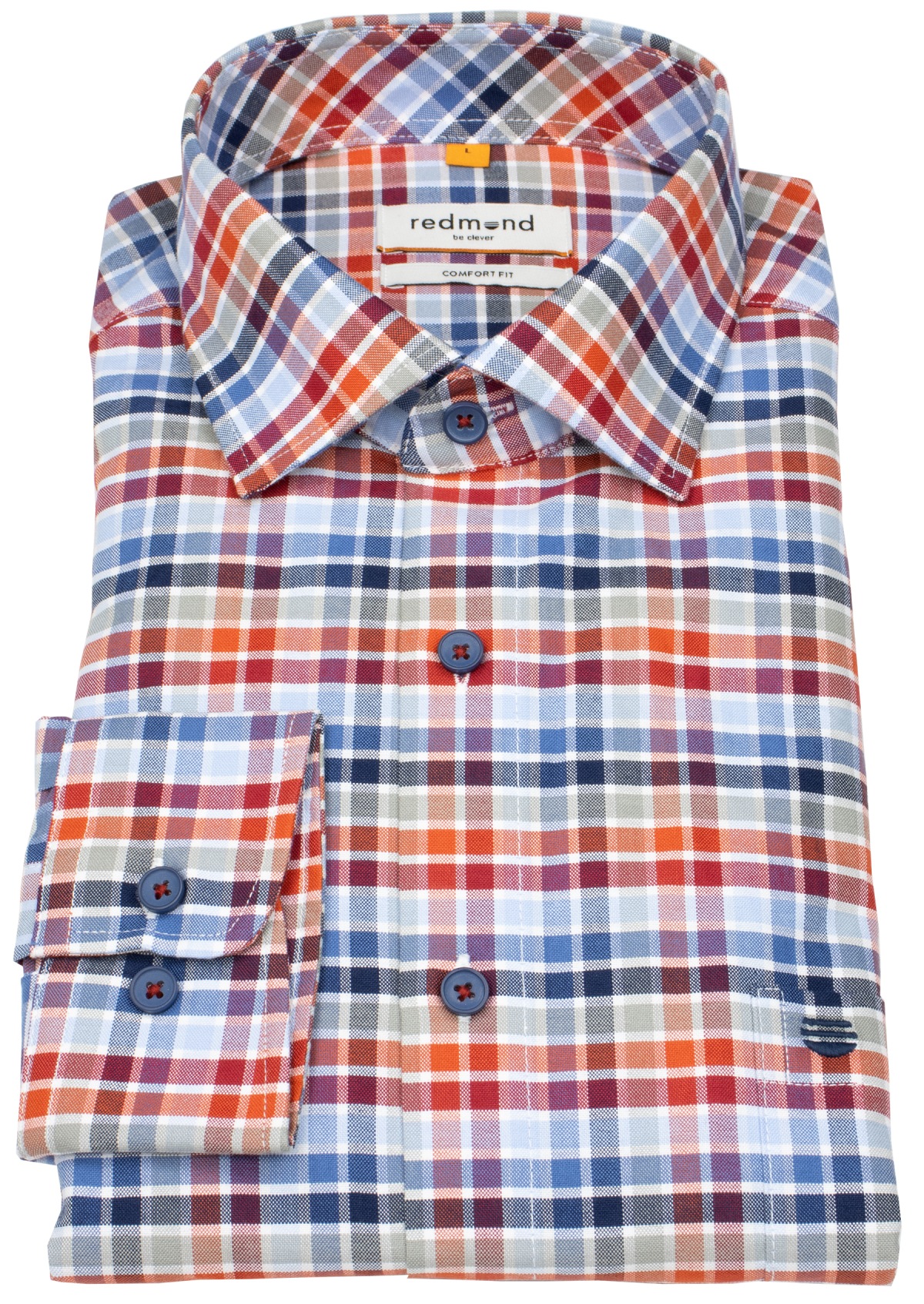 Redmond Hemd - Comfort Fit - Kentkragen - kariert - blau / rot