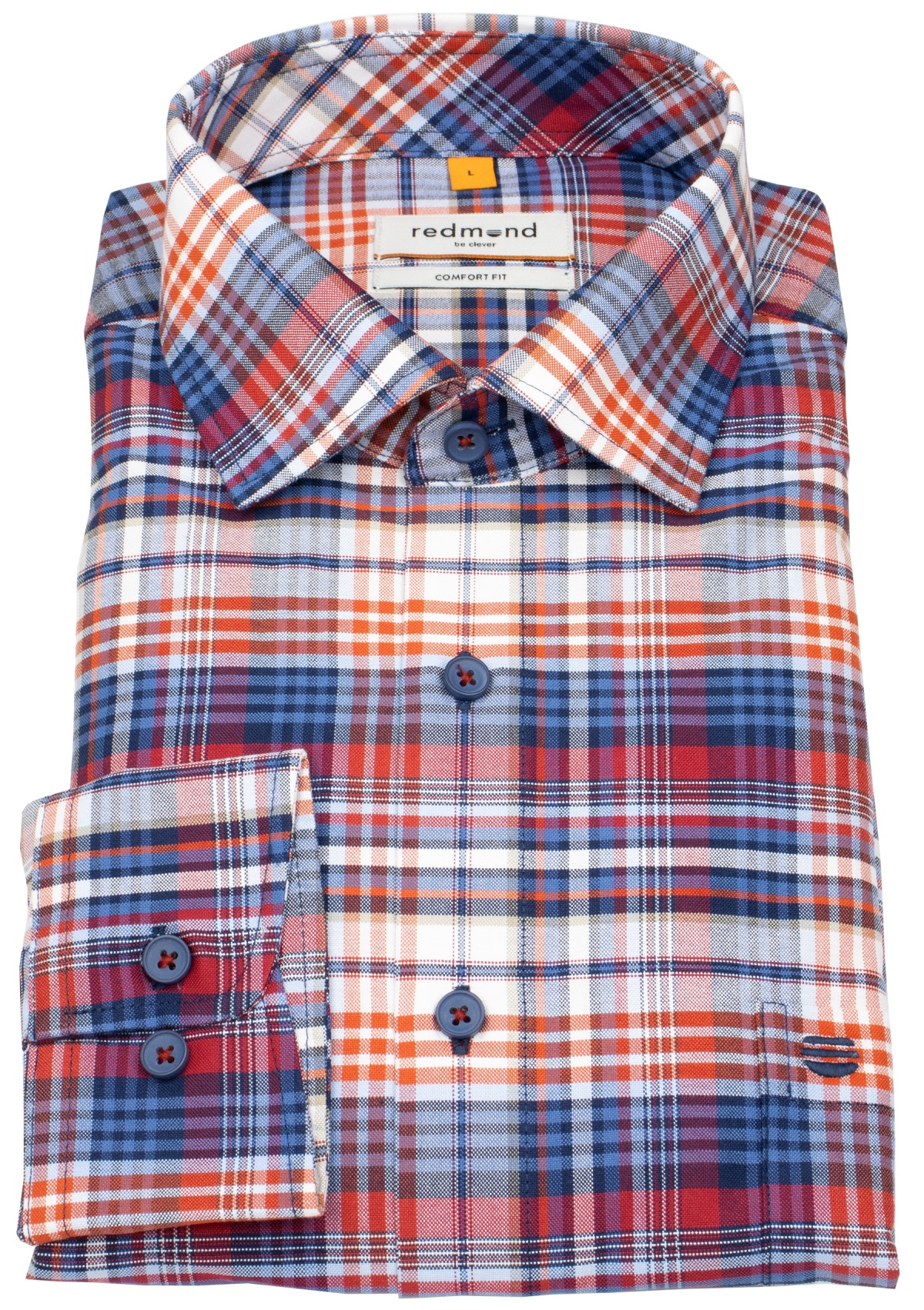 Redmond Hemd - Comfort Fit - Kentkragen - kariert - blau / rot