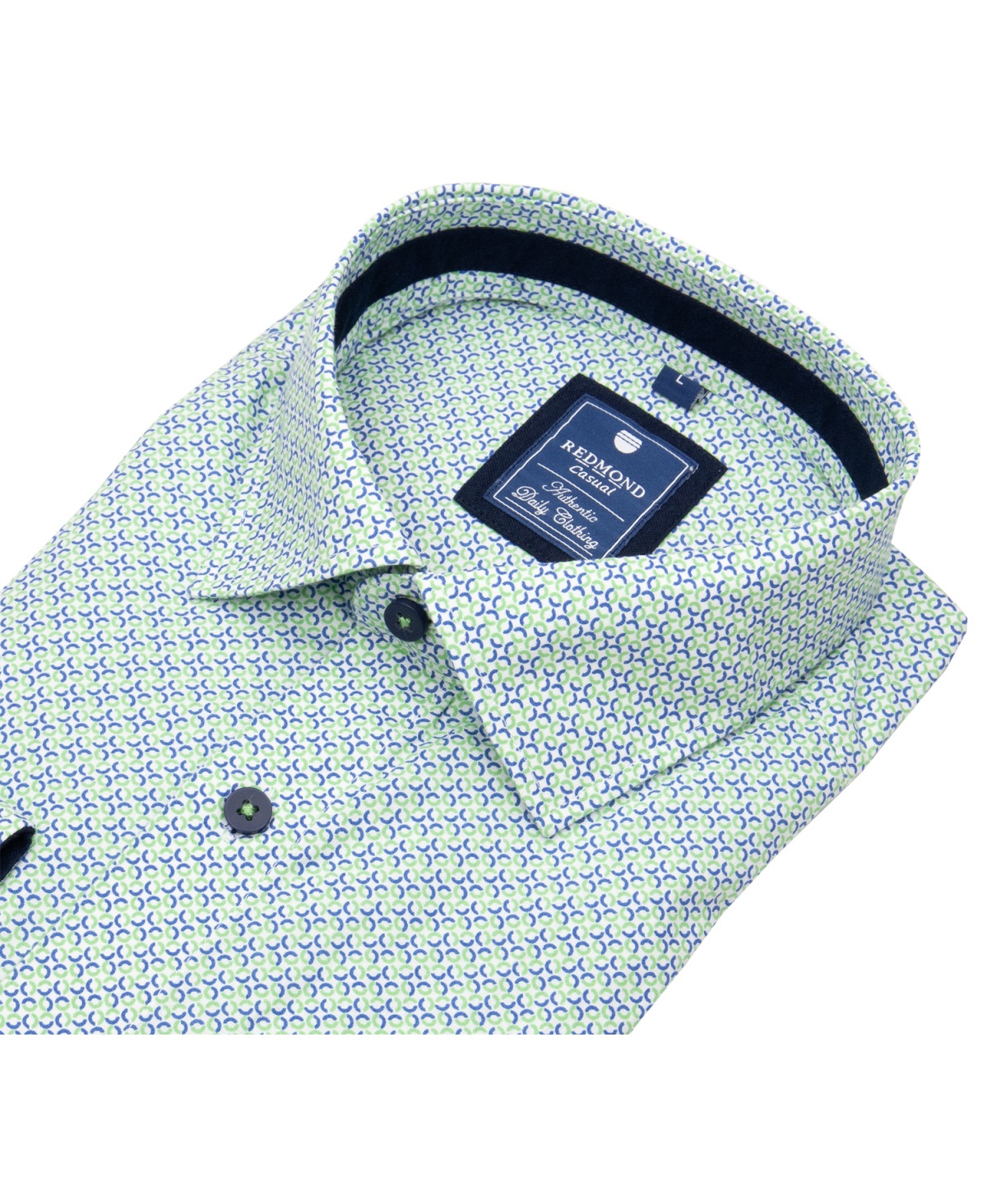 Redmond Hemd - Comfort Fit - Print - Casual - Kontrastknöpfe - grün / blau