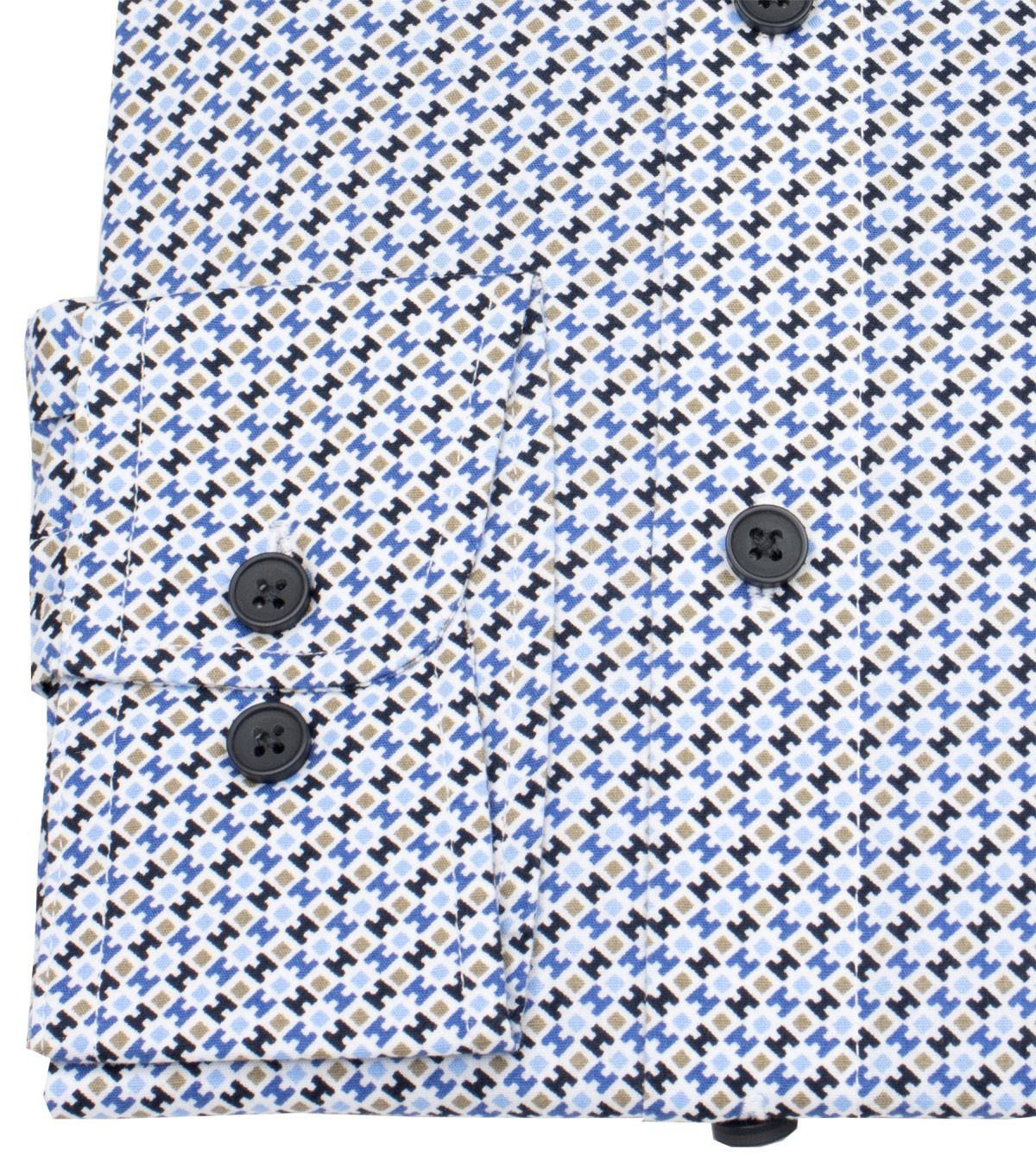 Redmond Hemd - Comfort Fit - Print - Kontrastknöpfe - blau